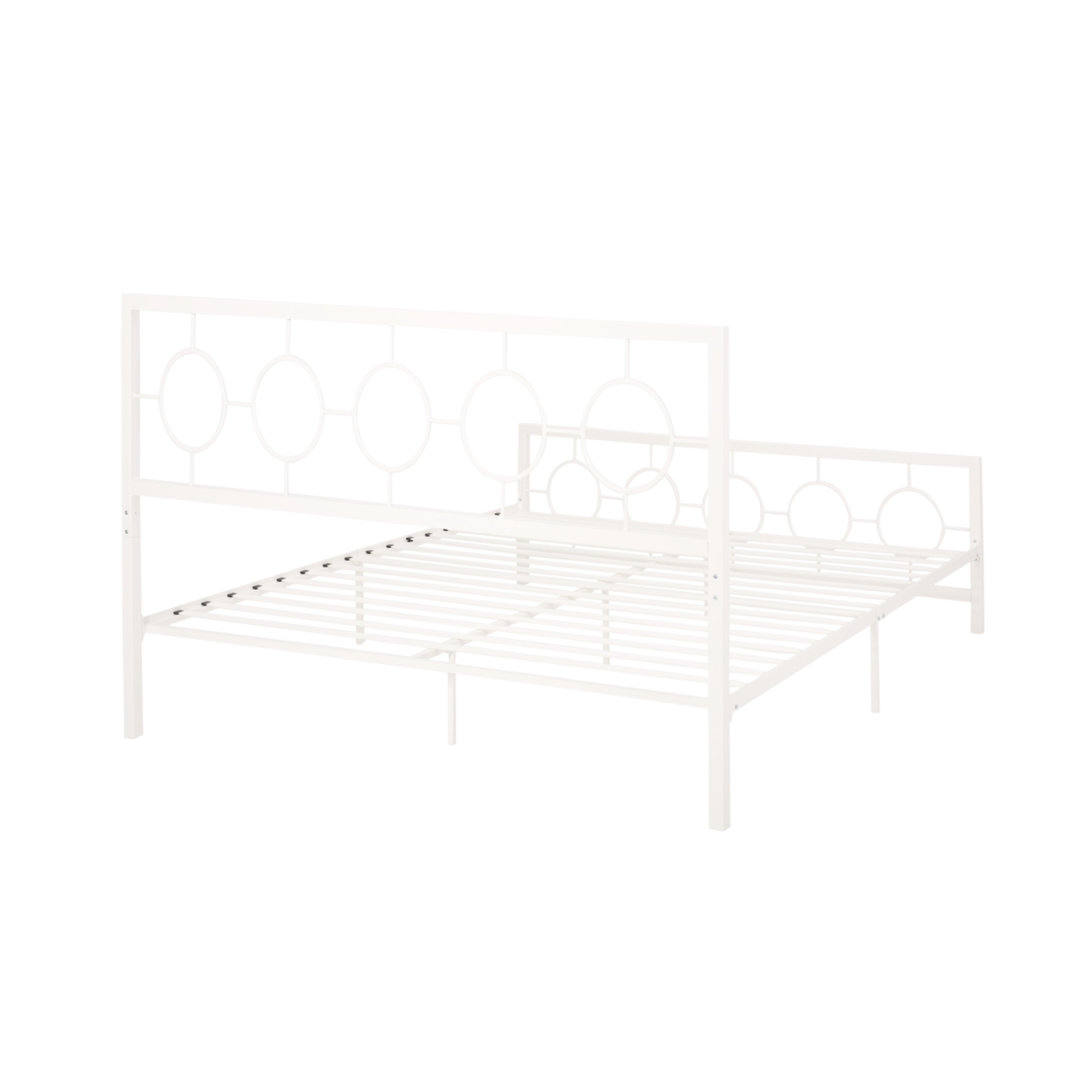 White King Metal Bed Frame - Circular Headboard & Footboard