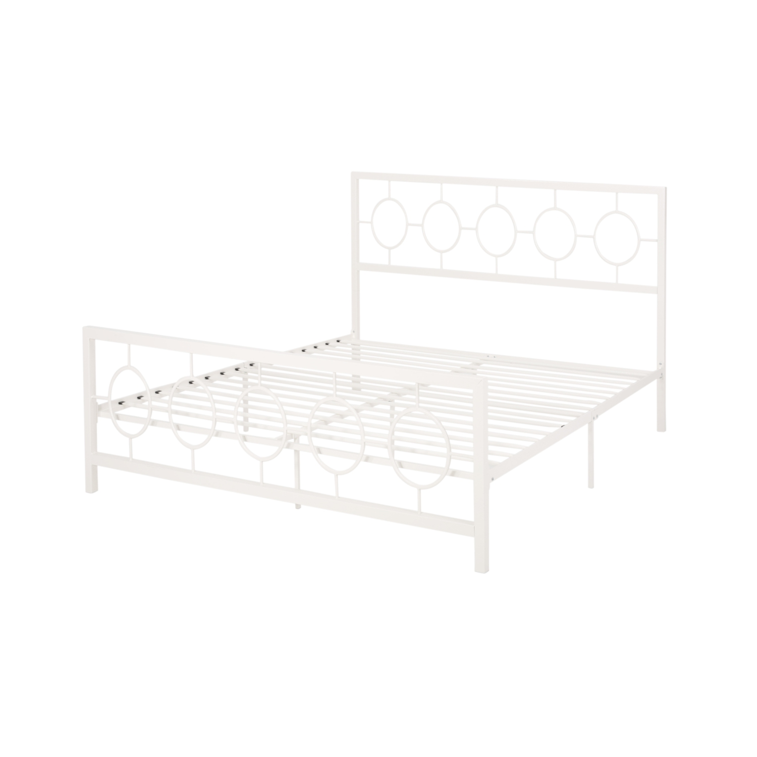 White King Metal Bed Frame - Circular Headboard & Footboard