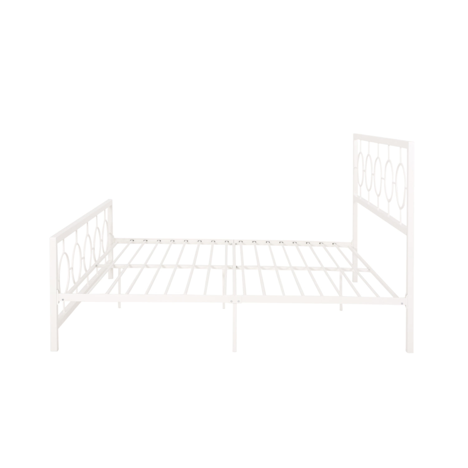 White King Metal Bed Frame - Circular Headboard & Footboard