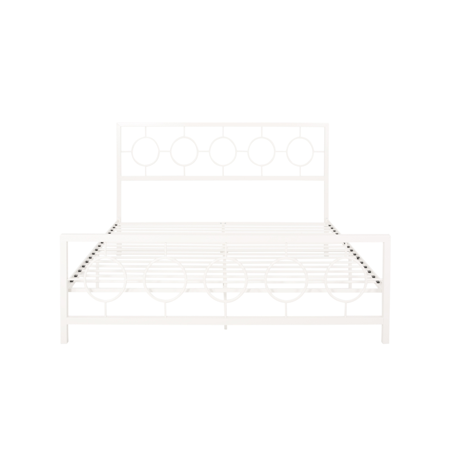 White King Metal Bed Frame - Circular Headboard & Footboard