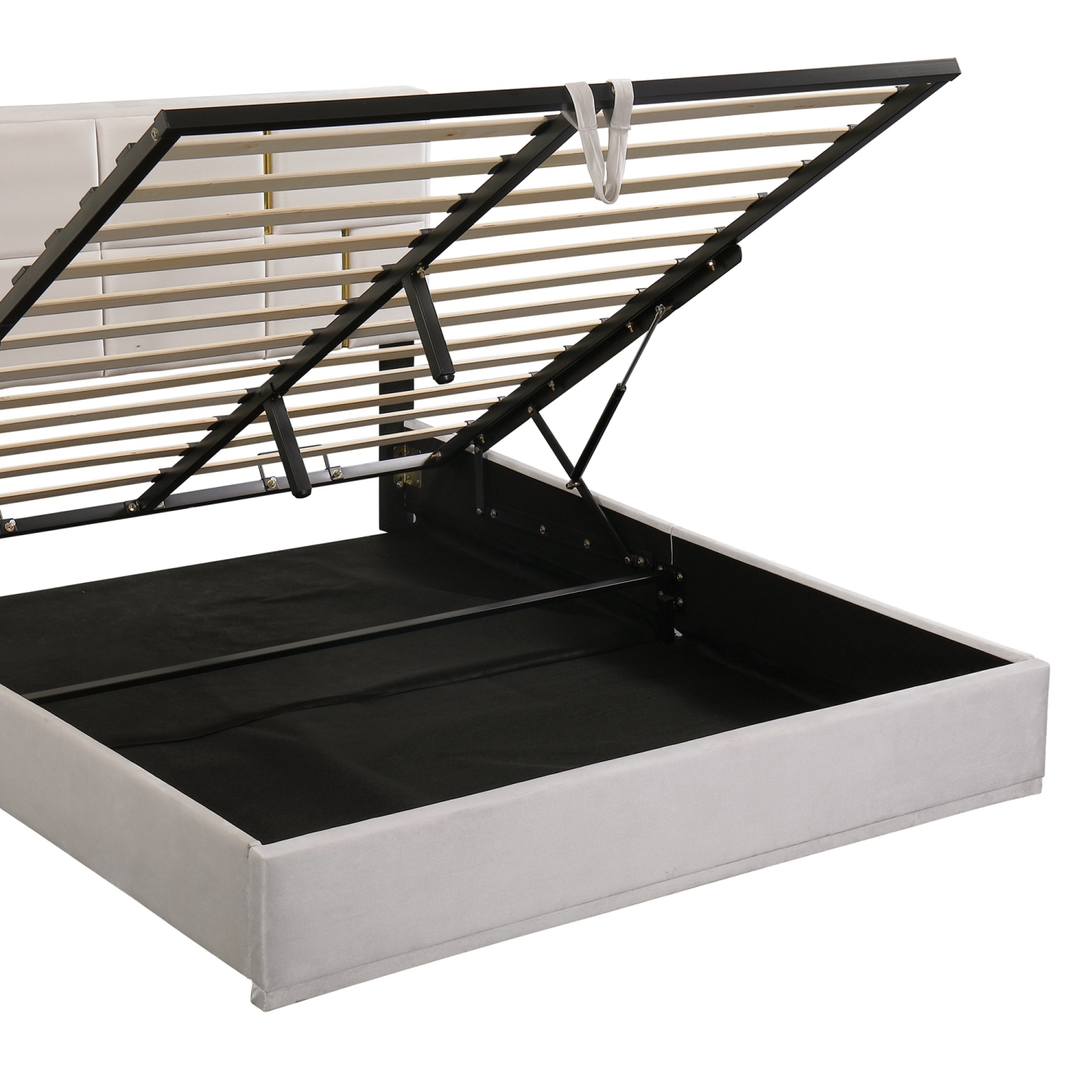 Queen Hydraulic Storage Platform Bed - Beige