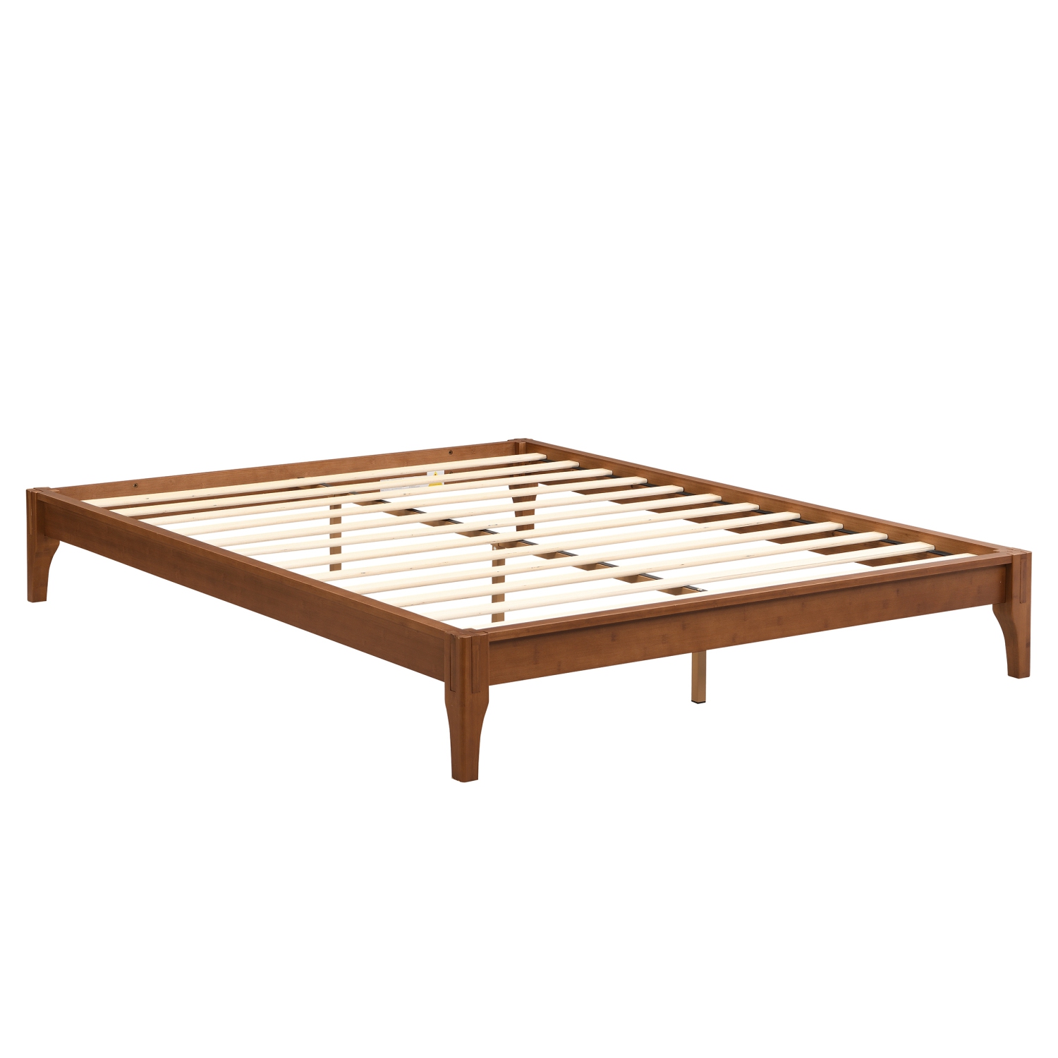 Queen Bamboo Platform Bed Frame - 12" Solid Wood, Slats, No Box Spring