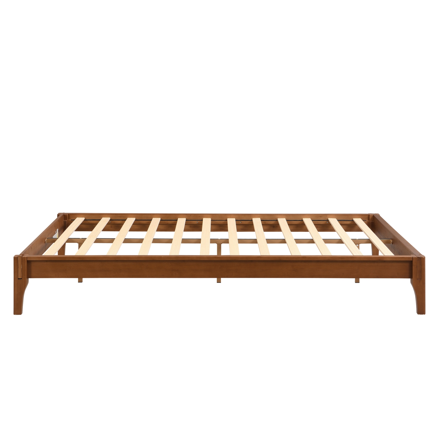 Queen Bamboo Platform Bed Frame - 12" Solid Wood, Slats, No Box Spring