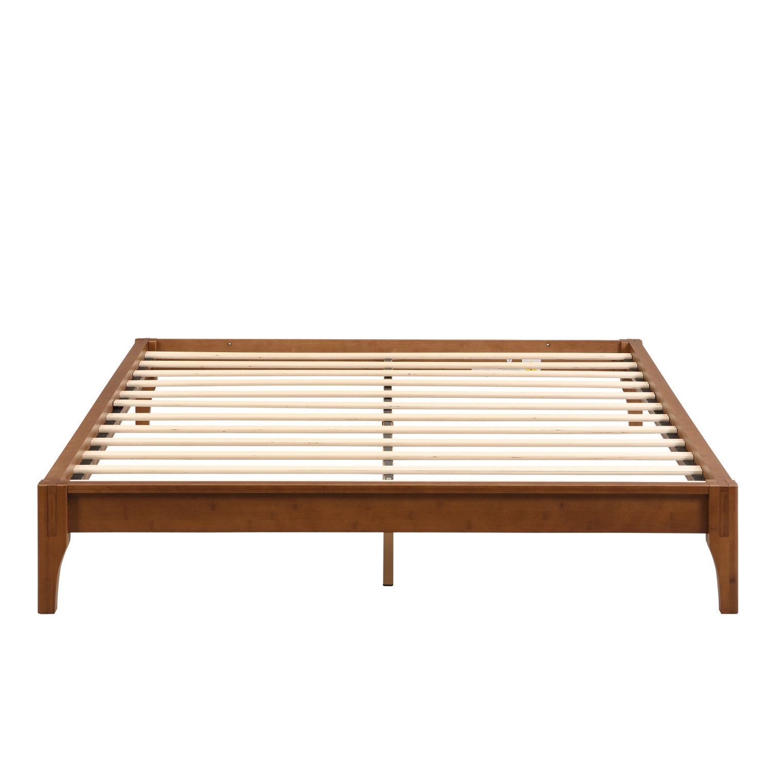 Queen Bamboo Platform Bed Frame - 12" Solid Wood, Slats, No Box Spring