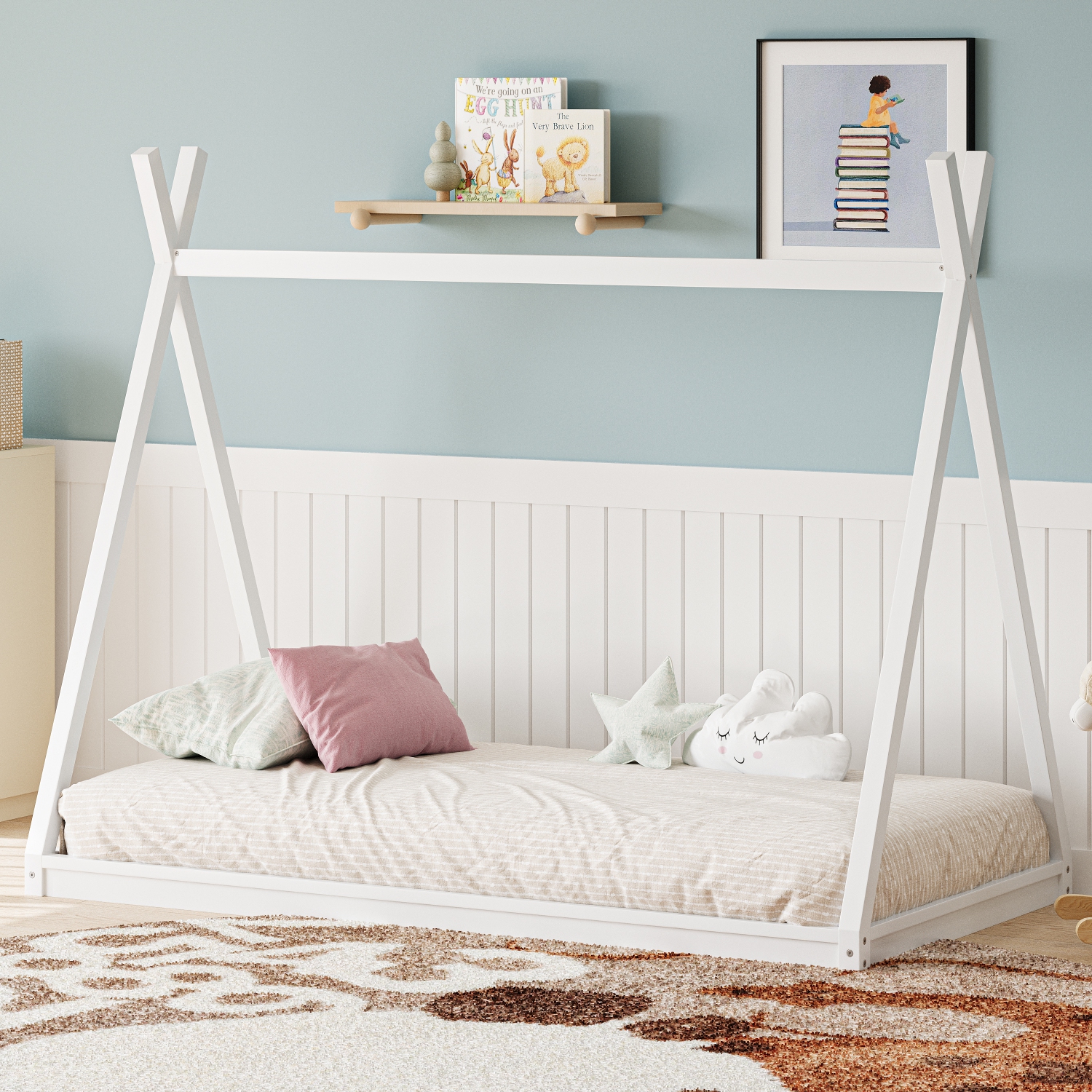 White House-Shaped Twin Tent Bed Frame
