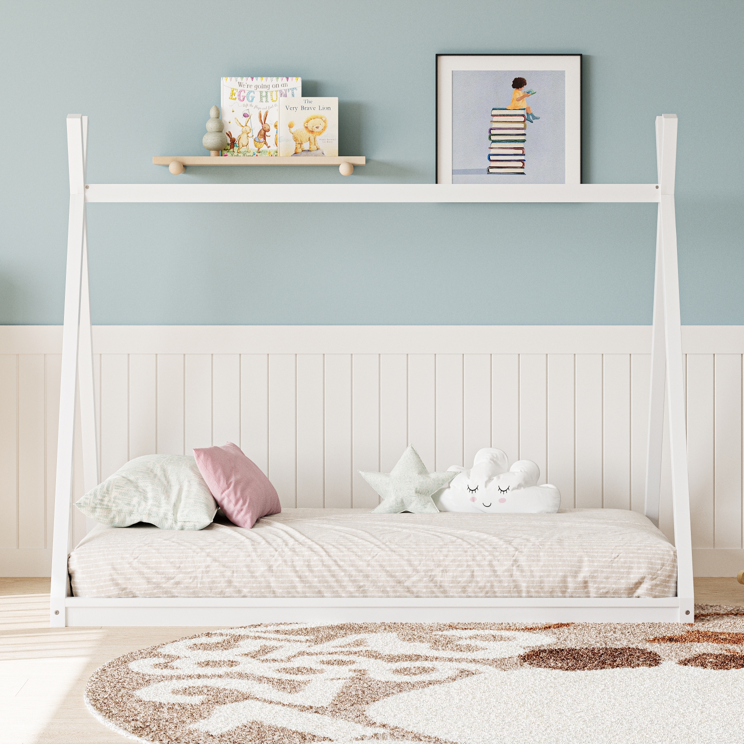 White House-Shaped Twin Tent Bed Frame