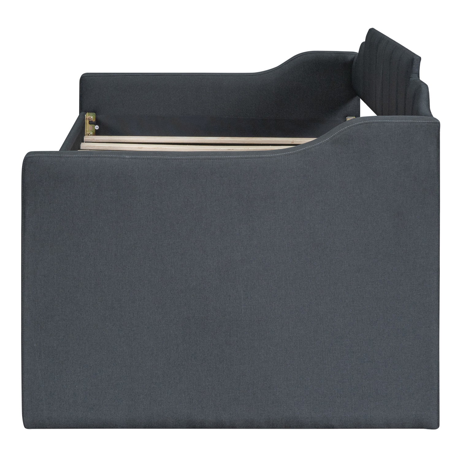 Twin Size Upholstered Daybed with Trundle and Three Drawers,Gray