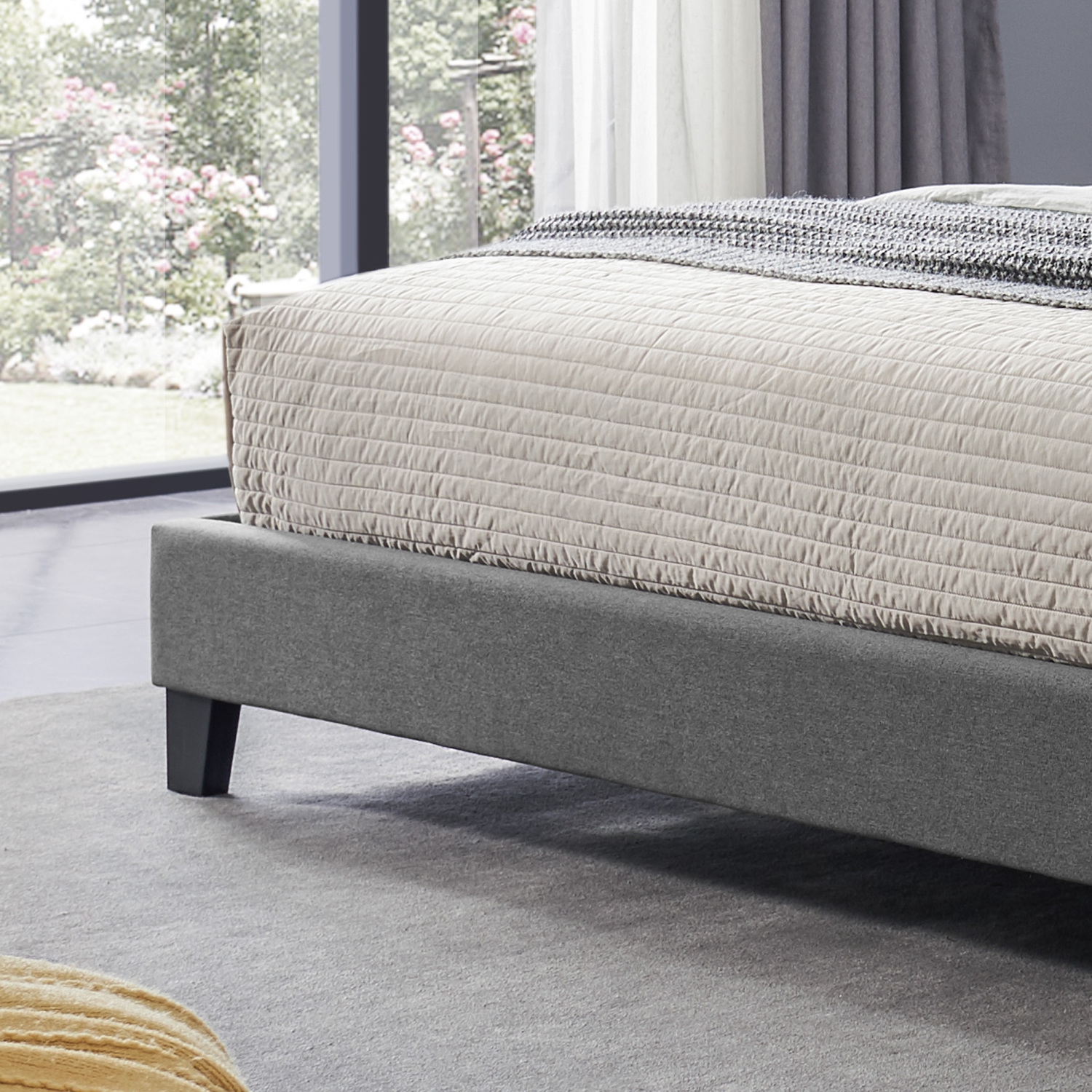 King Upholstered Platform Bed Frame - Tufted, Easy Assembly, Charcoal