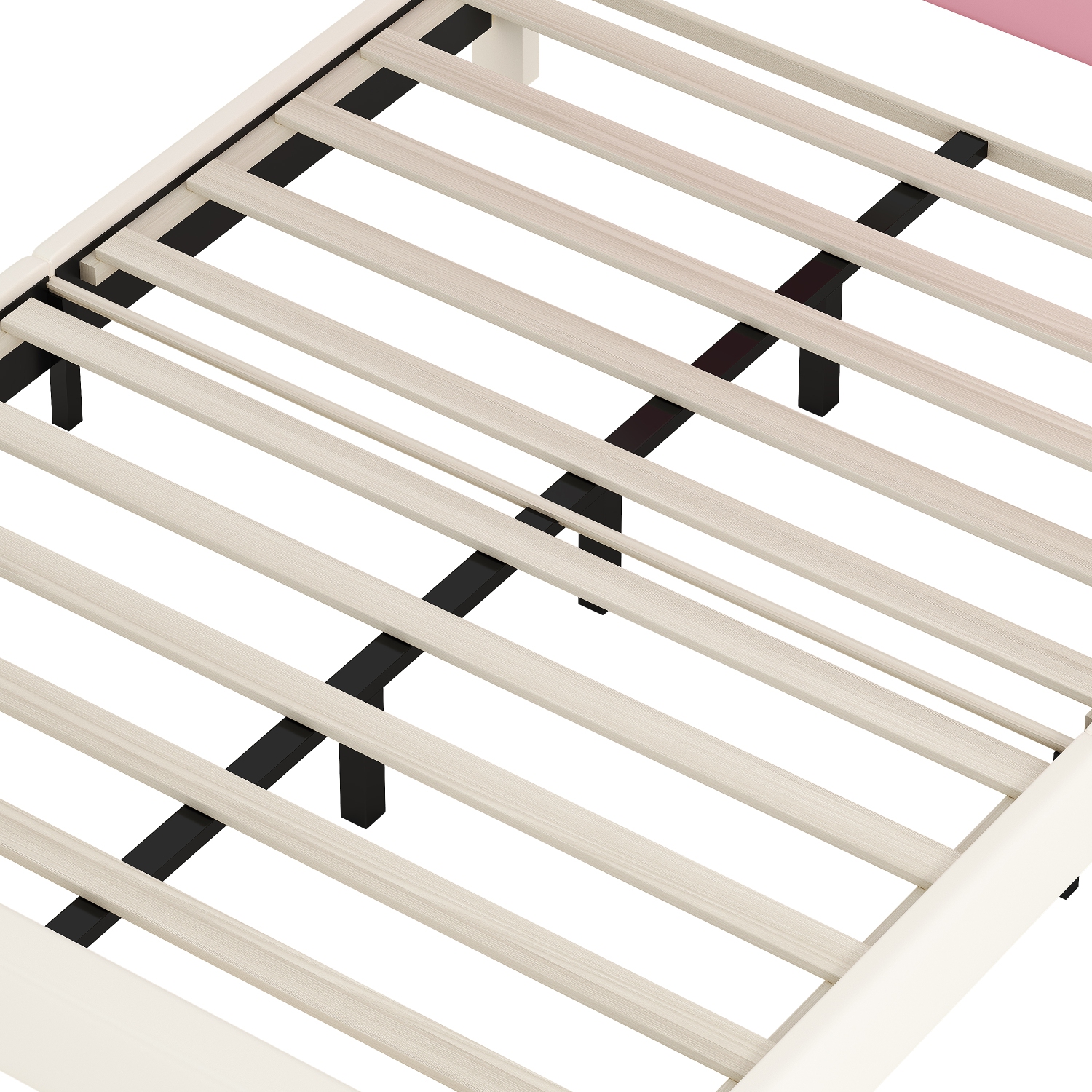 Princess Bed with Crown Headboard - Full Size, Cream+Pink