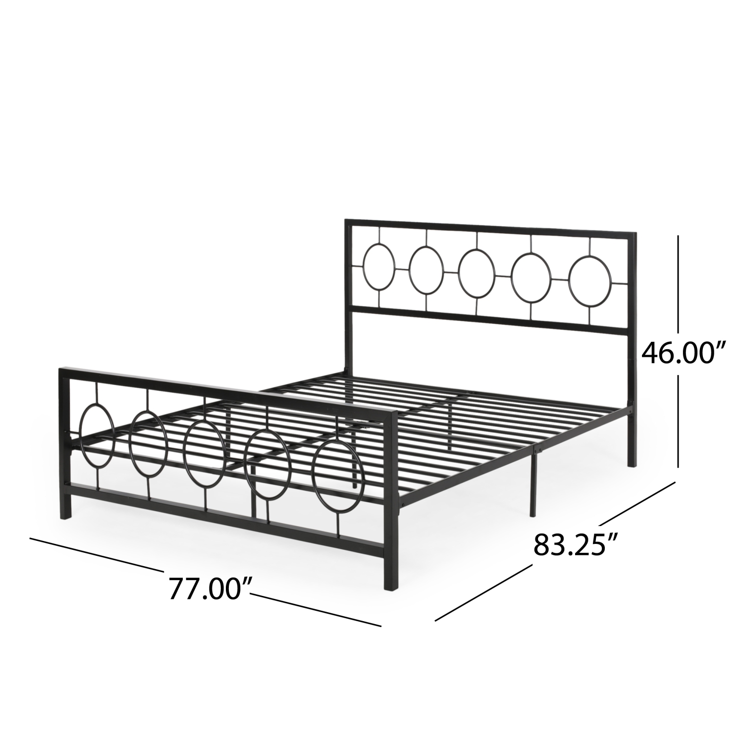 Black King Metal Bed Frame - Circular Headboard & Footboard