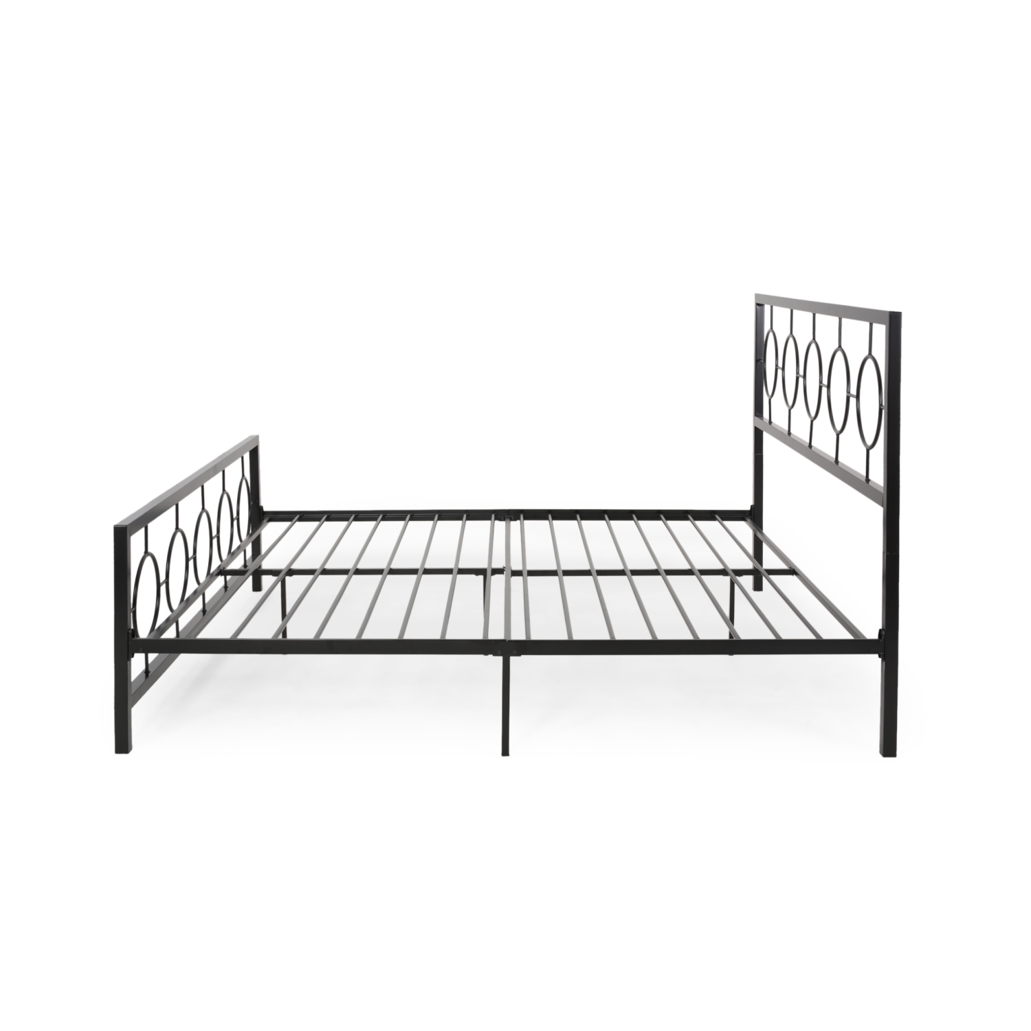Black King Metal Bed Frame - Circular Headboard & Footboard