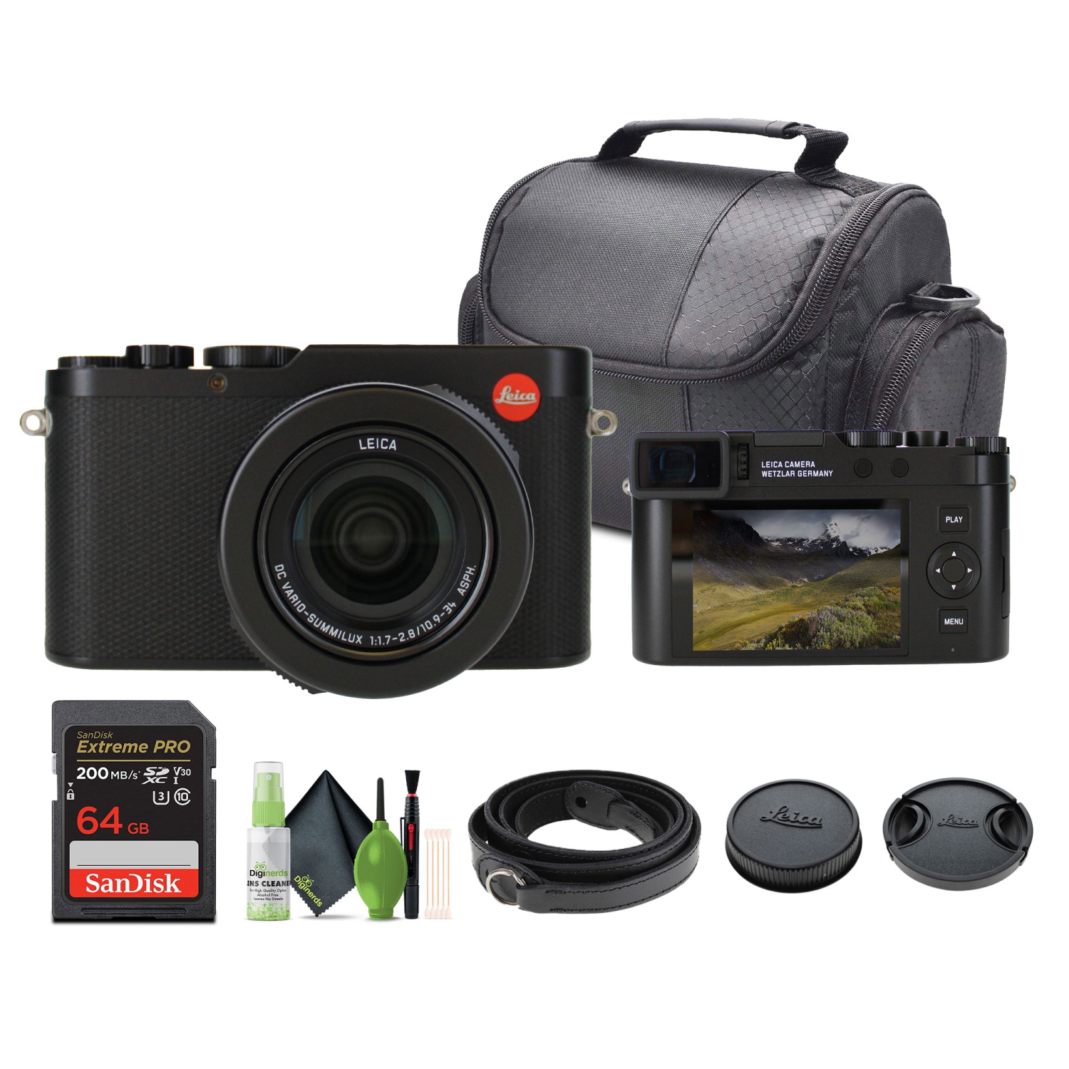 Leica D-Lux 8 Compact Digital Camera, 10.9-34mm f/1.7-2.8 Lens 17MP CMOS Sensor 19191 + 64GB Memory card + Travel Bag + Cleaning Kit and More