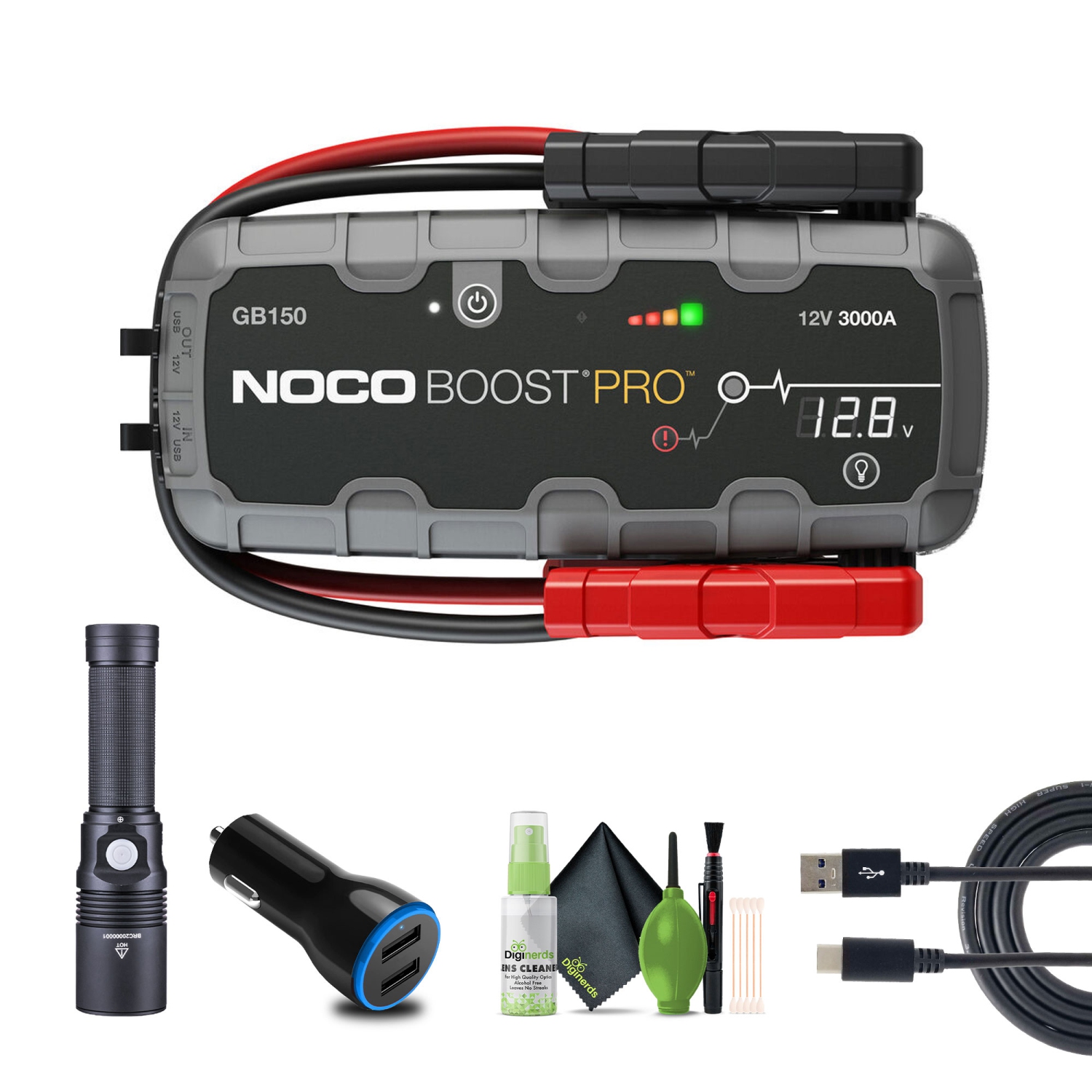 NOCO Boost Pro GB150 3000A UltraSafe Car Battery Jump Starter, 12V Battery Pack, Battery Booster, Jump Box, Portable Charger and Jumper Cables for