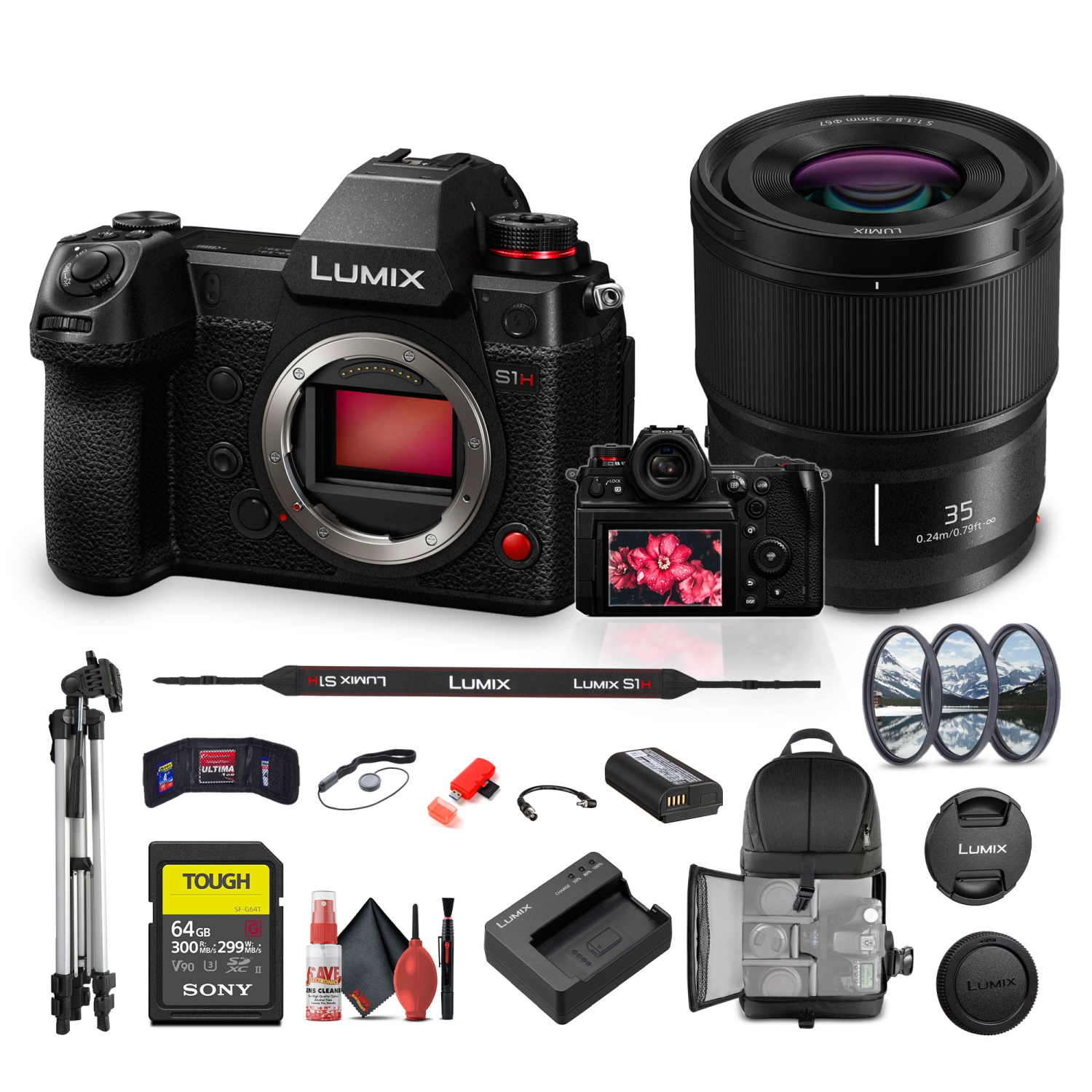 Panasonic Lumix S1H Mirrorless Camera Bundle with Panasonic S 35mm f/1.8 Lens