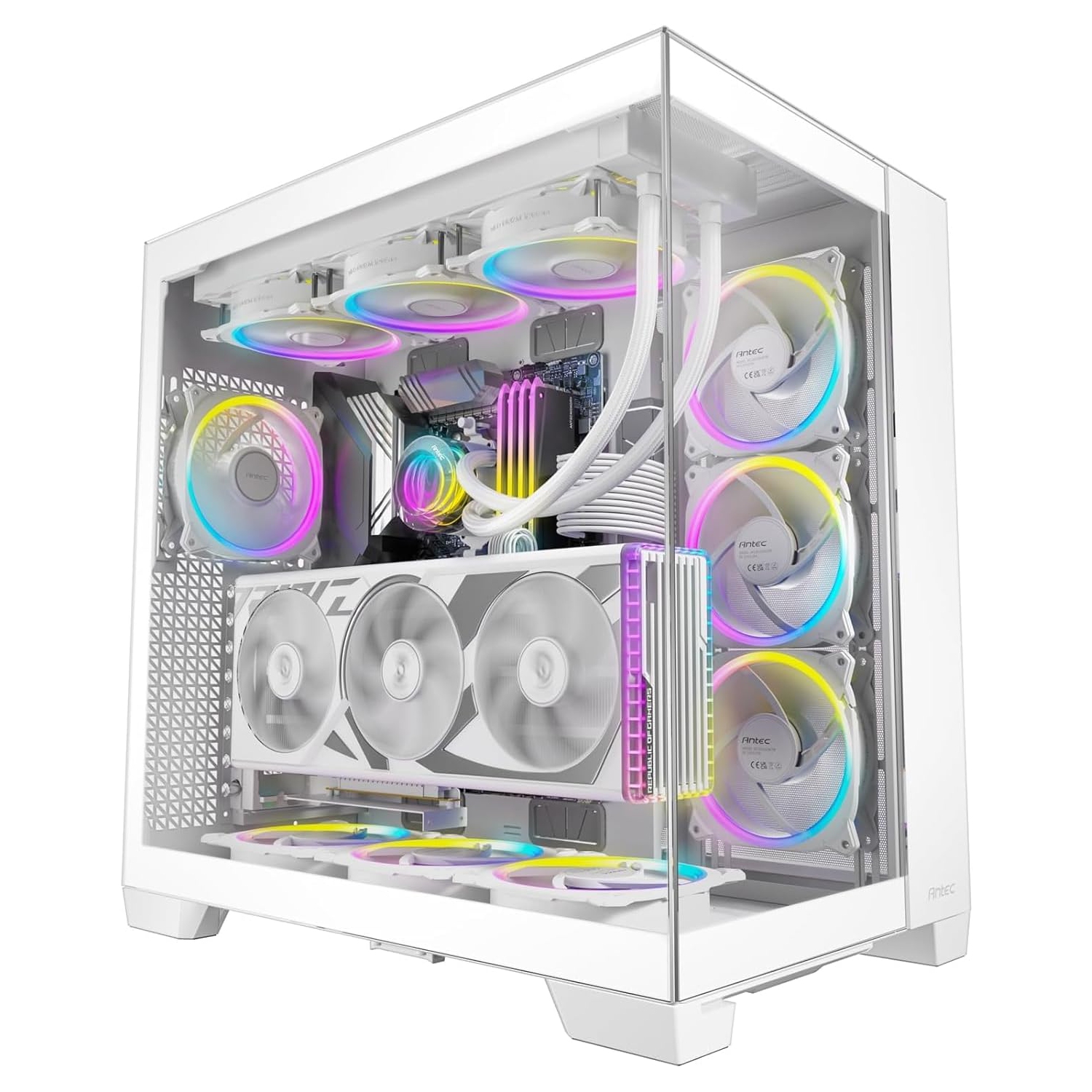 Antec C8 ARGB, 2X TQR 160mm & 1x TQ 140mm ARGB PWM Fans, Dual-Chamber Layout, Type-C, 360mm Radiator Support, Seamless TG Front & Side Panels, RTX 40