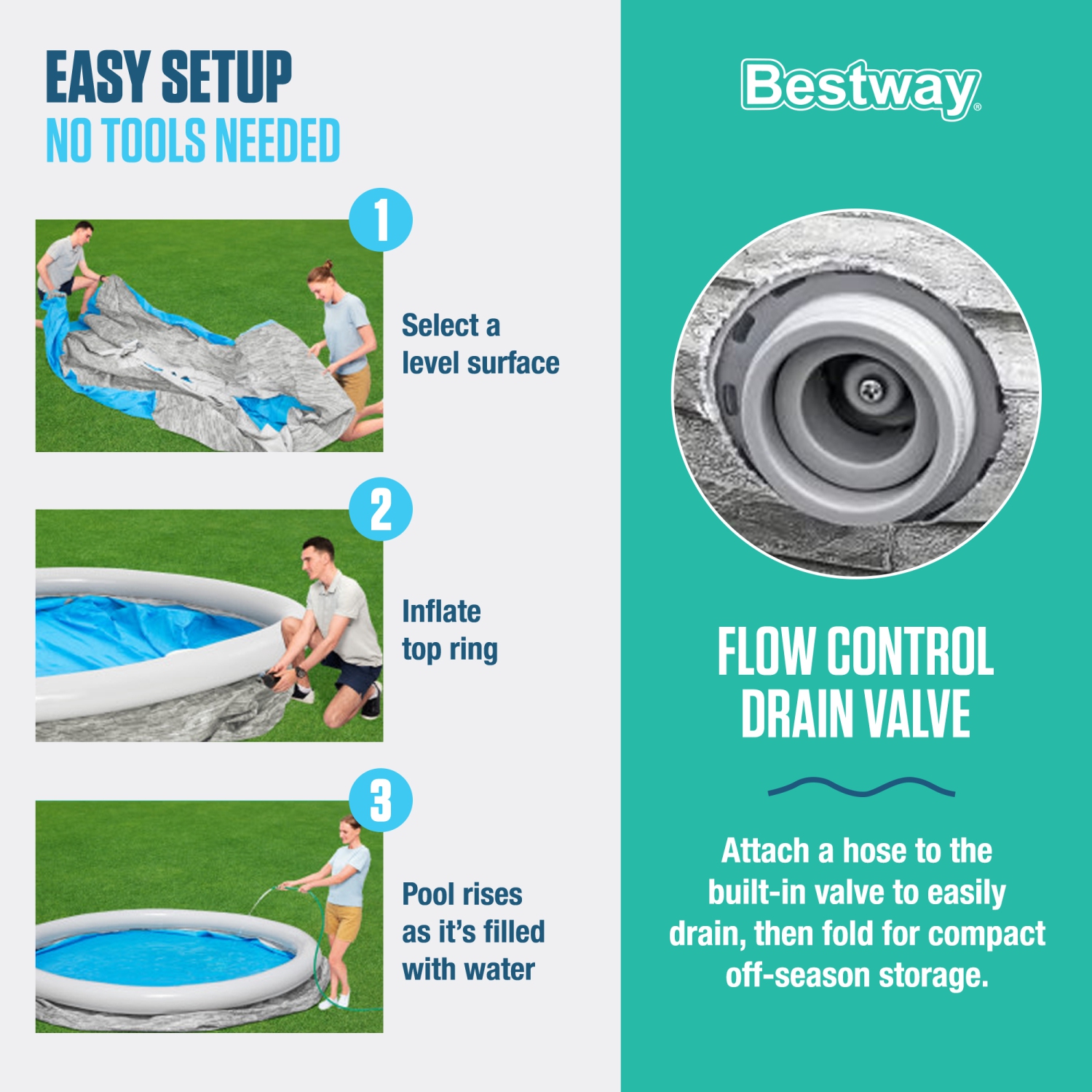 Bestway Fast Set 10' x 26" Stacked Stone Inflatable Swimming Pool Outdoor Set