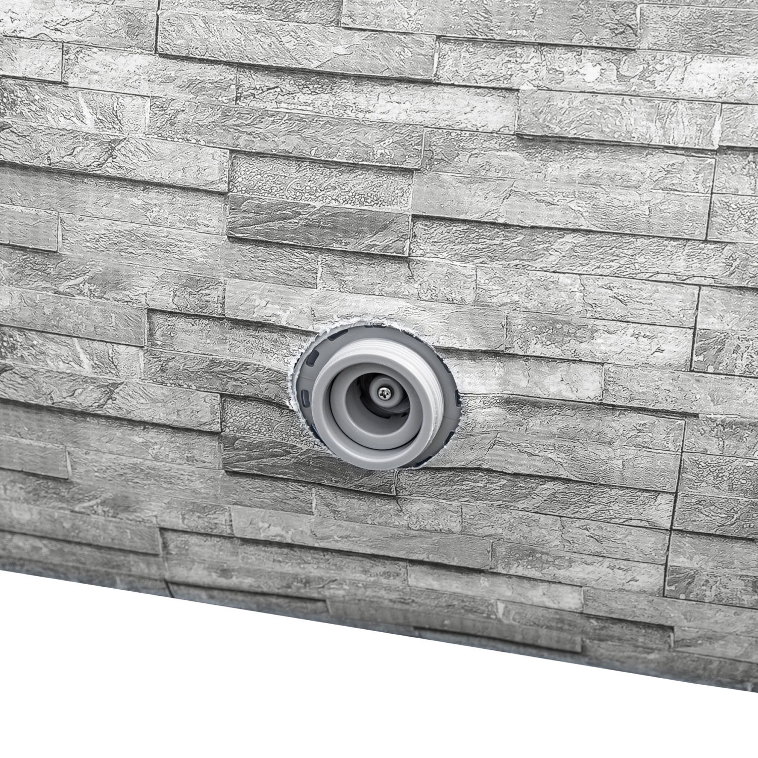 Bestway Fast Set 10' x 26" Stacked Stone Inflatable Swimming Pool Outdoor Set