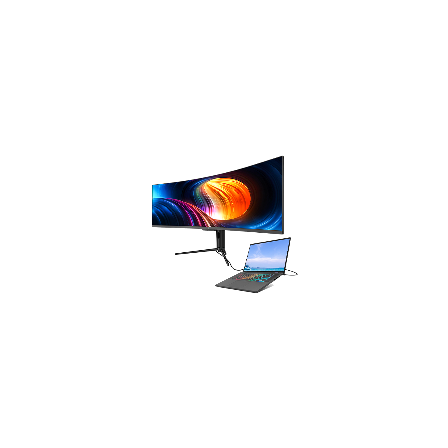 V7 49" USB-C Viewable Curved Monitor - DQHD - 5120 x 1440 - Height Adjustable