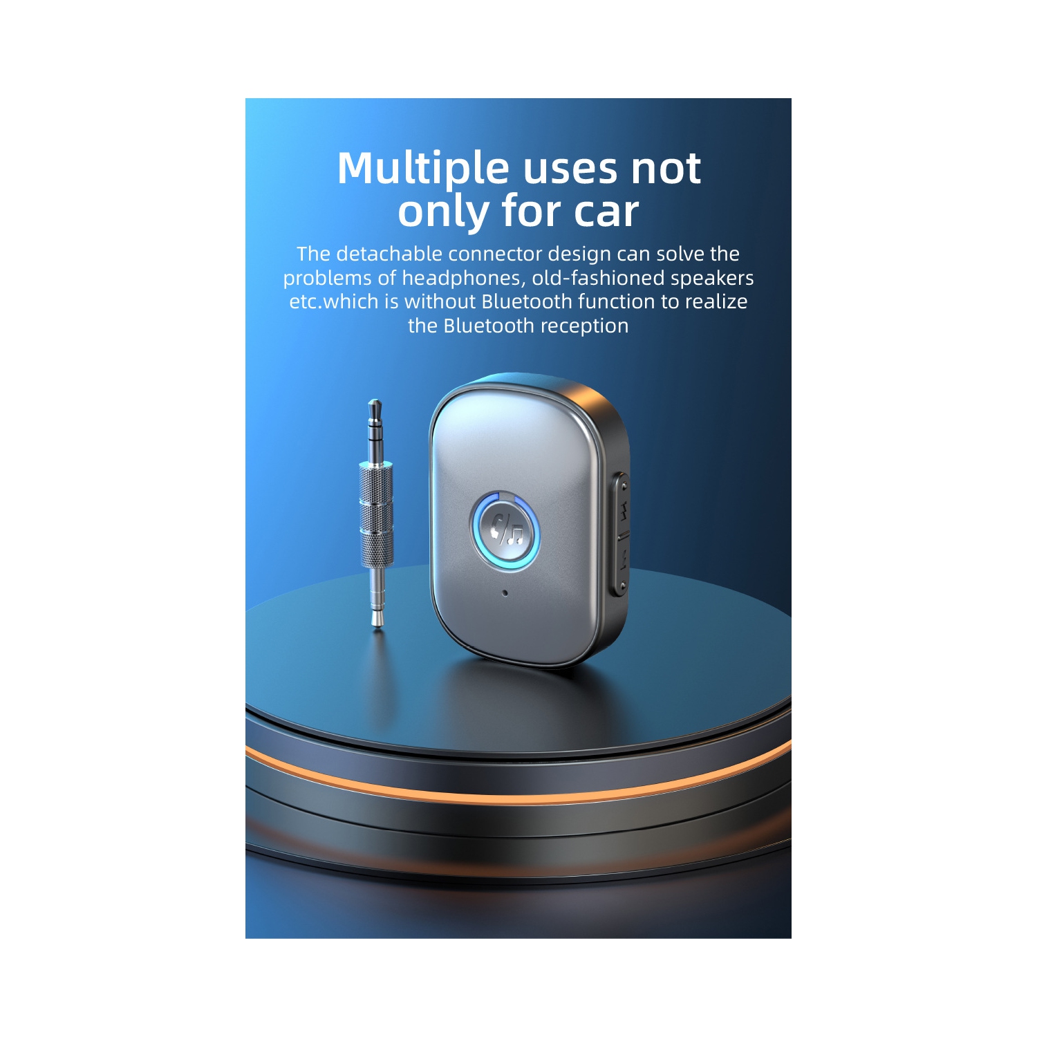 Récepteur Bluetooth adaptateur audio pour l'auto mains libres HD récepteur d'auto longue autonomie auxiliaire - W1 - gris argenté