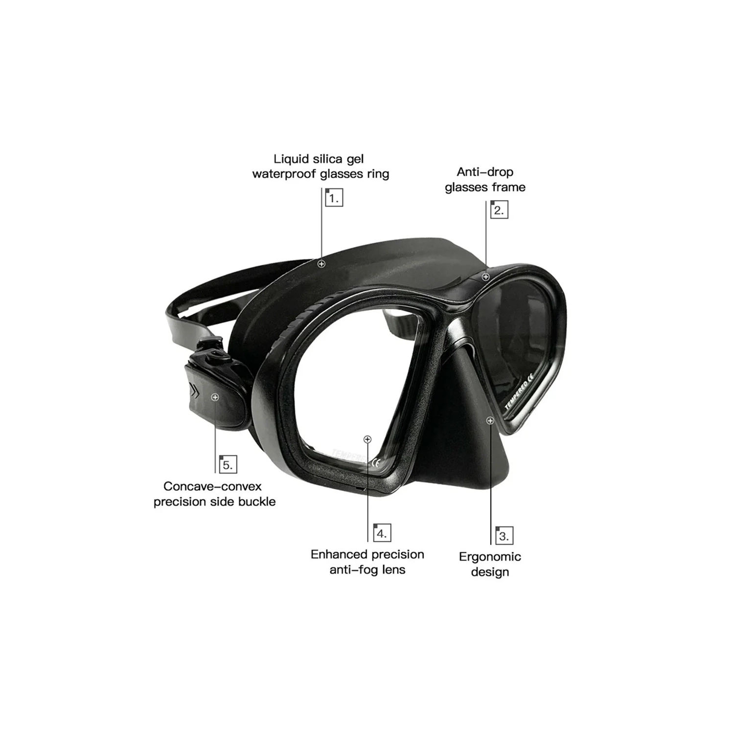 Lunettes de plongée gratuites professionnelles pour hommes et femmes Équipement de plongée avec tuba Lunettes de natation - avec support pour