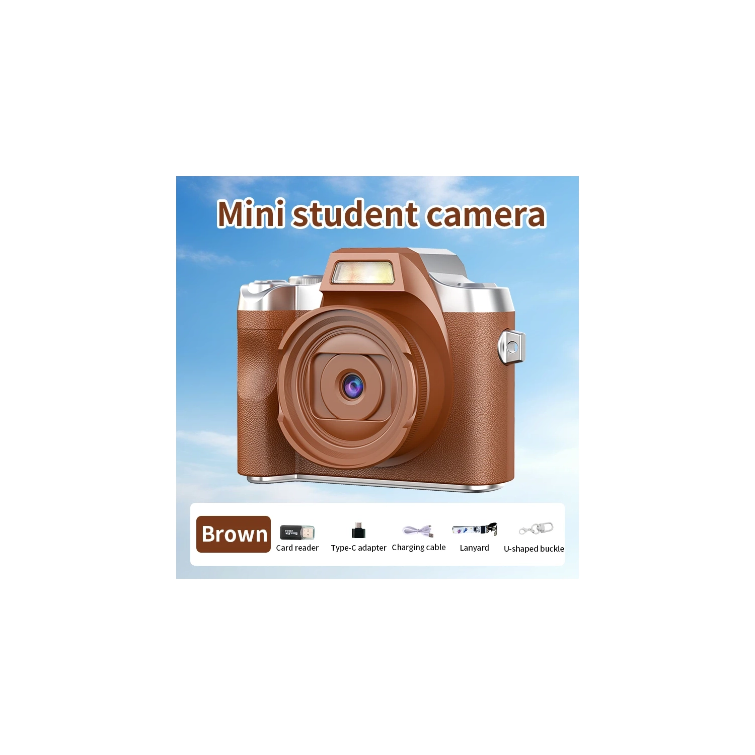 HD digital camera small SLR student party selfie video portable mini CCD camera retro fashion digital camera 4K HD - brown + 32G memory card + card