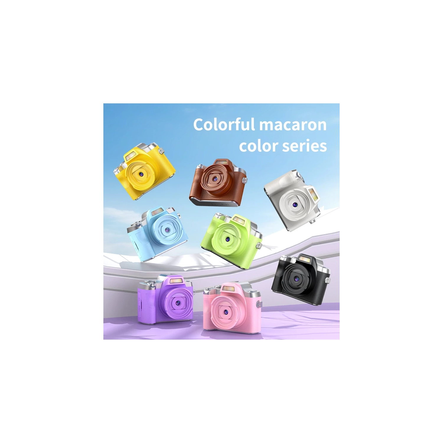 HD digital camera small SLR student party selfie video portable mini CCD camera retro fashion digital camera 4K HD - brown + 32G memory card + card