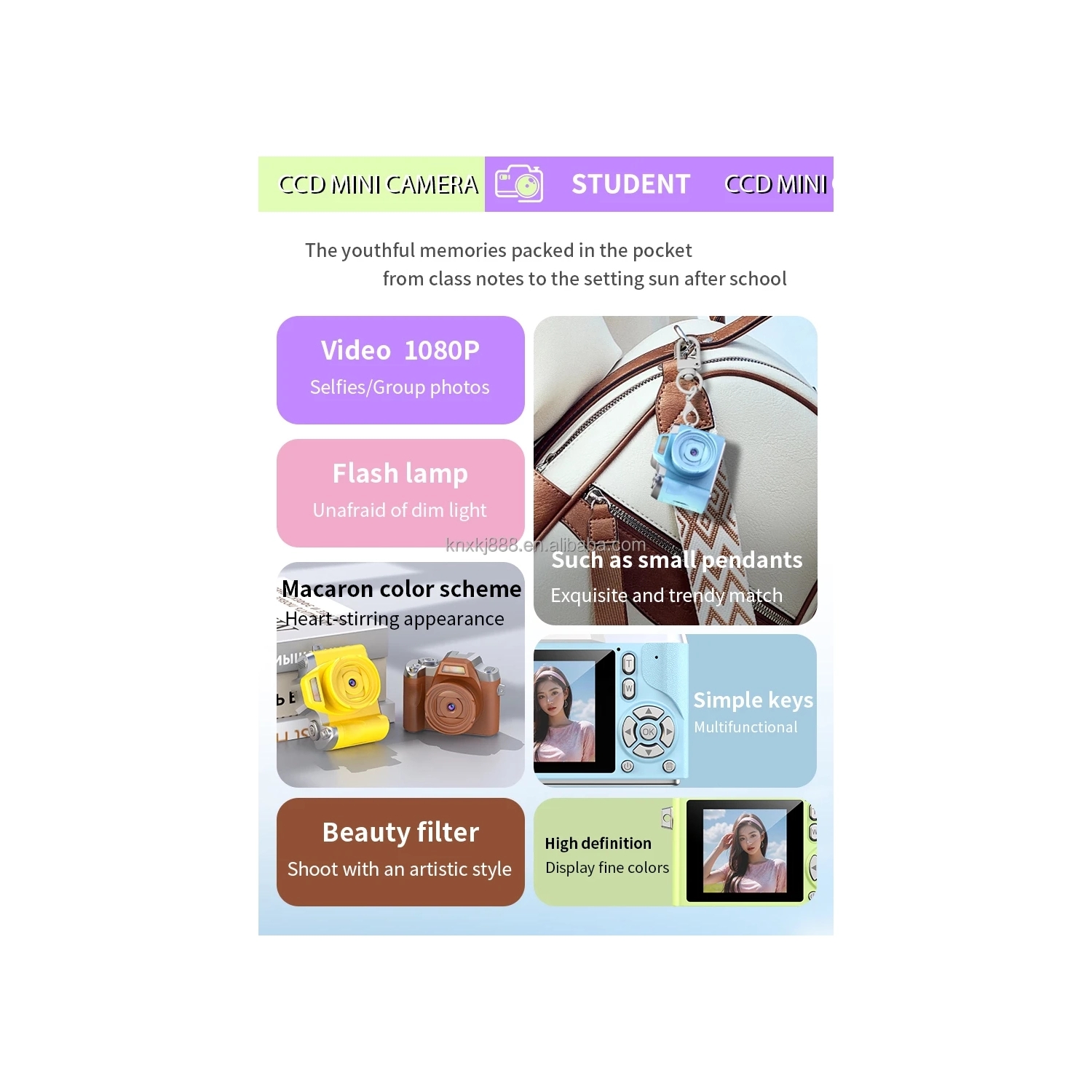 HD digital camera small SLR student party selfie video portable mini CCD camera retro fashion digital camera 4K HD - brown + 32G memory card + card