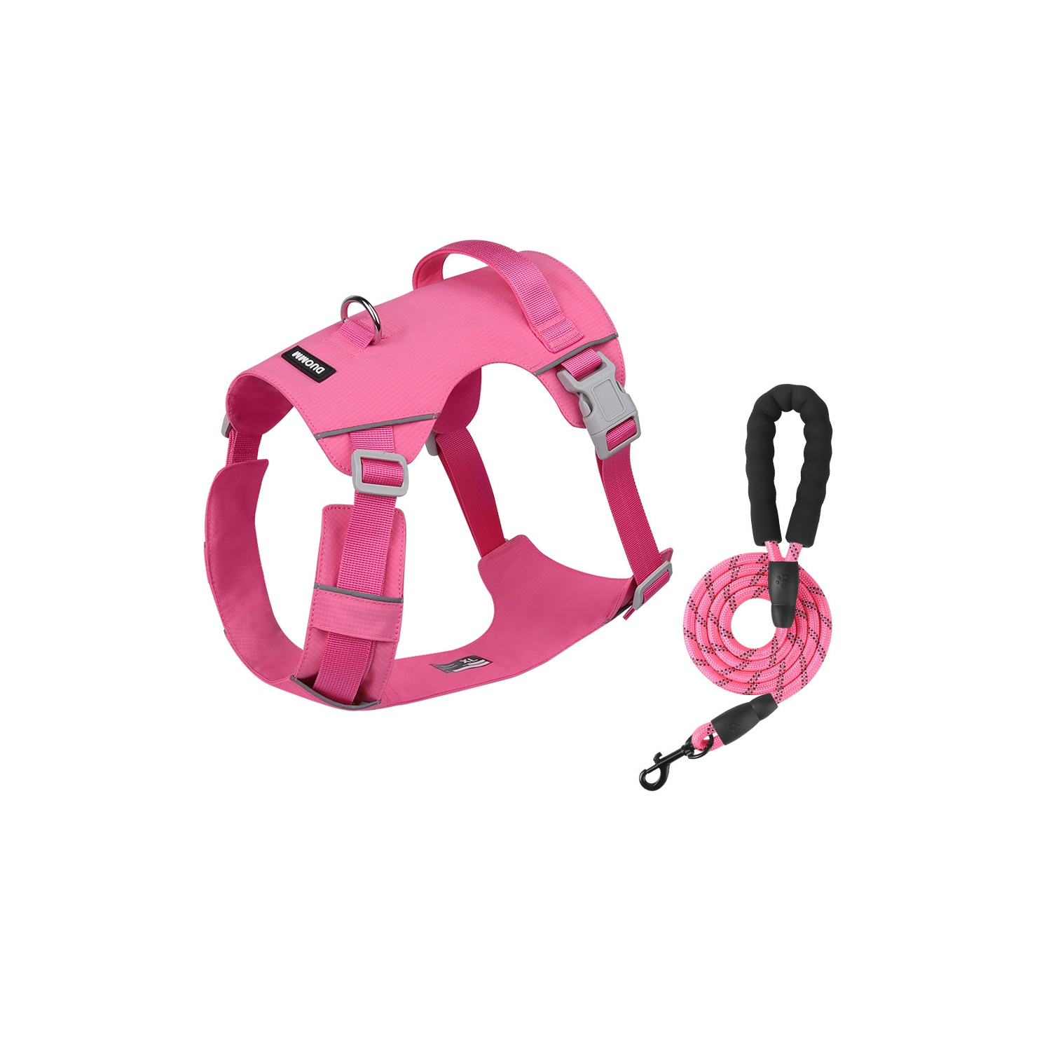 Nouvel ourlet léger avec corde de traction de rechange, corde à chiens réfléchissante étanche et à séchage rapide,ensemble de deux pièces rose