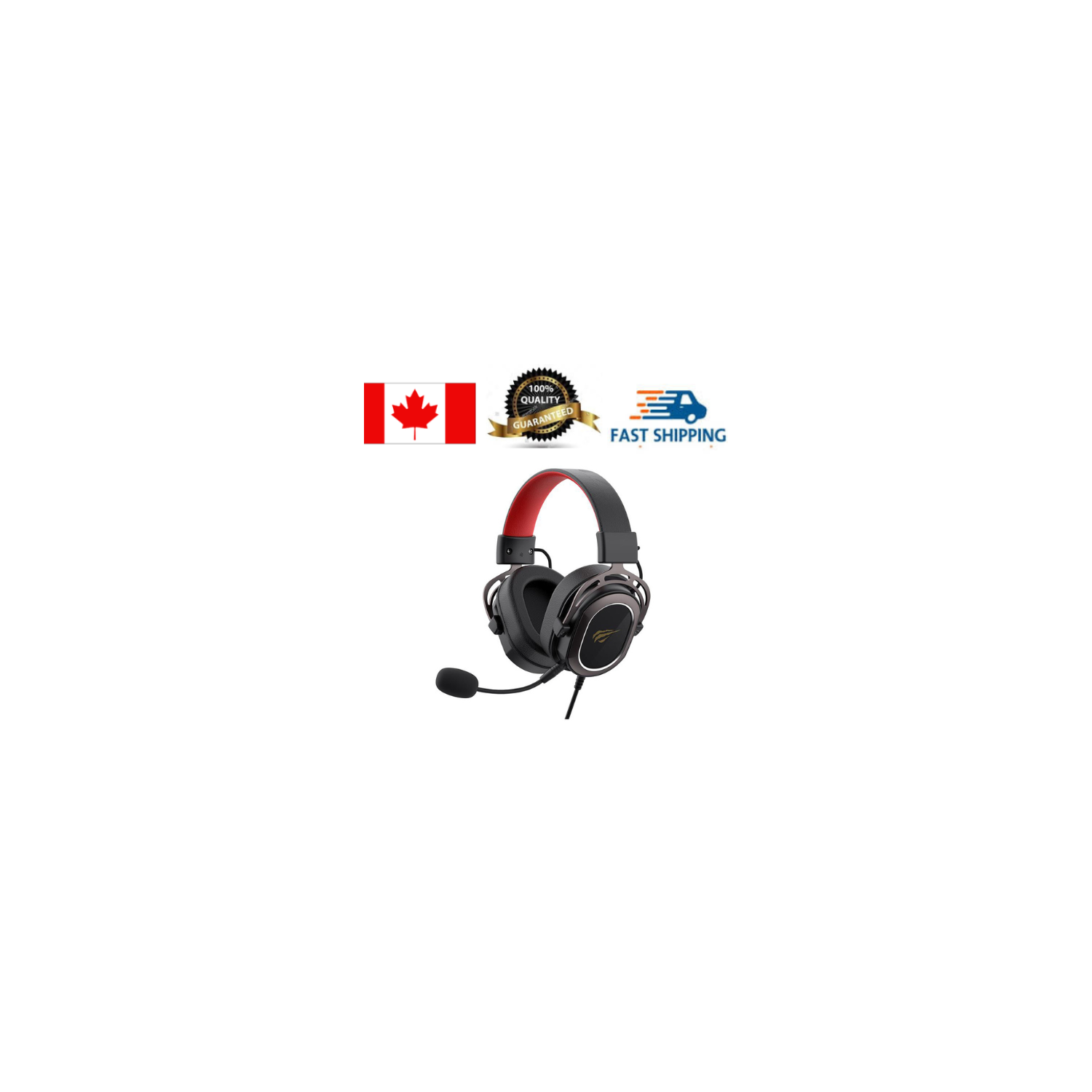 Havit H2008D Wired Gaming Headset with 3.5mm Plug 50mm Drivers Surround Sound HD Detachable Mic_Black & Ochre