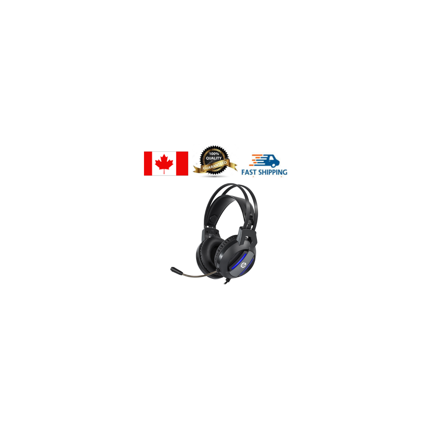 HP DHE-8001 LED lighting 3.5mm Audio + USB powered Headset with Mic_Black