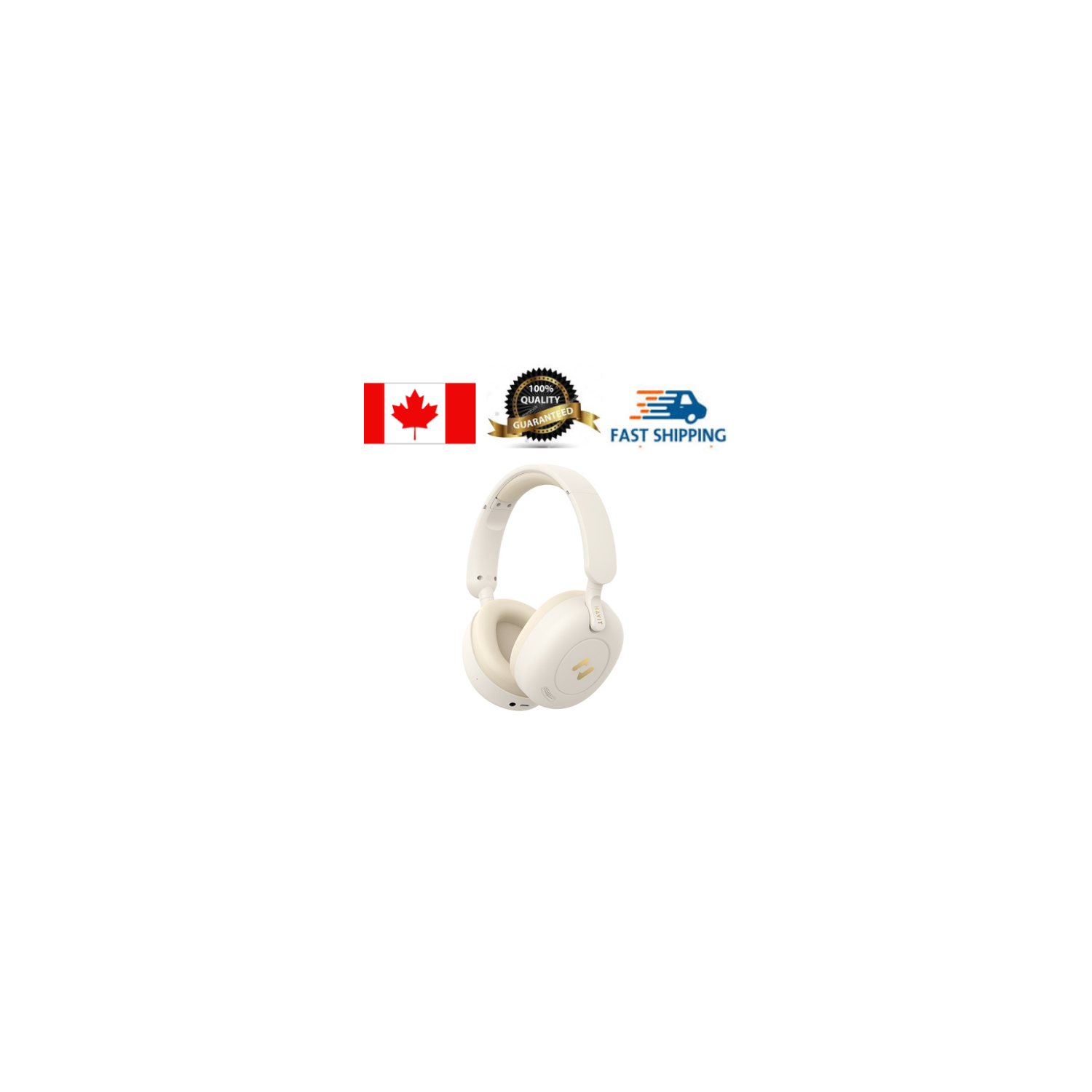 Havit H655BT PRO Hybrid Active Noise Cancellation, Hi-Res Audio Wireless Bluetooth V5.3 Headphone_Beige