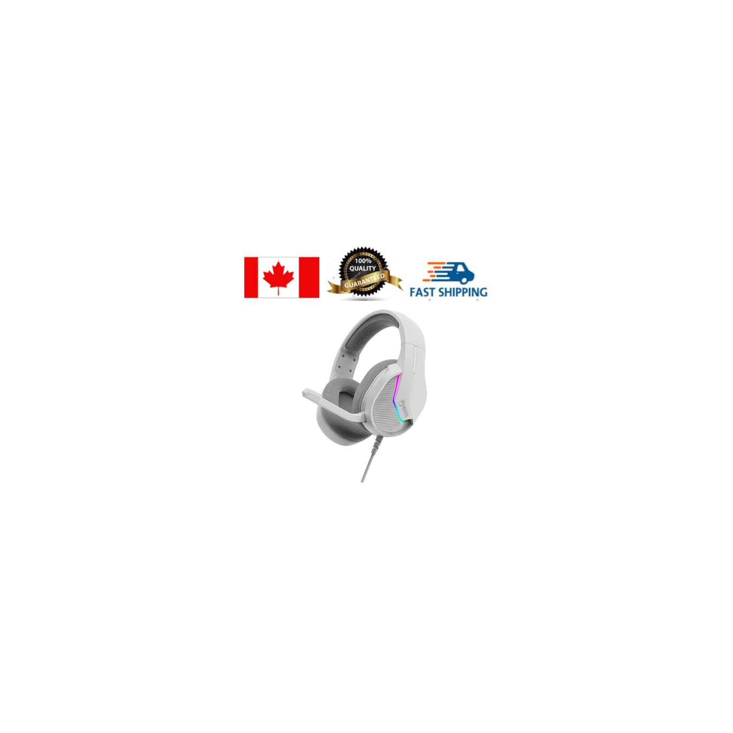 Marvo Tactic 40 H8618 USB2.0 Wired Over-Ear RGB Backlight Gaming Headset with Microphone_White