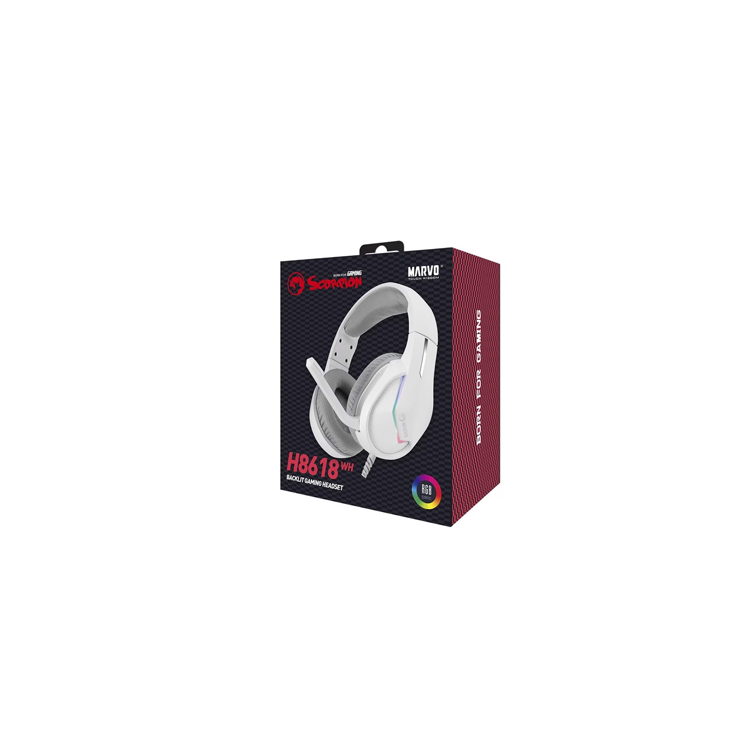 Marvo Tactic 40 H8618 USB2.0 Wired Over-Ear RGB Backlight Gaming Headset with Microphone_White