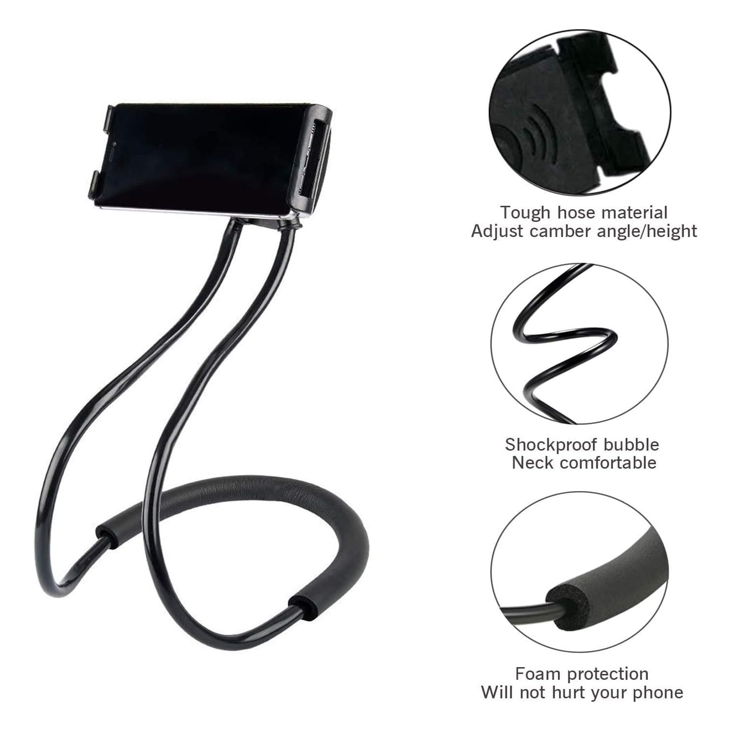 Support de téléphone mobile Leisure Desktop Tablette universelle Lazy Support de voiture portatif Lazy Suspendu sur le cou Support de cou rotatif