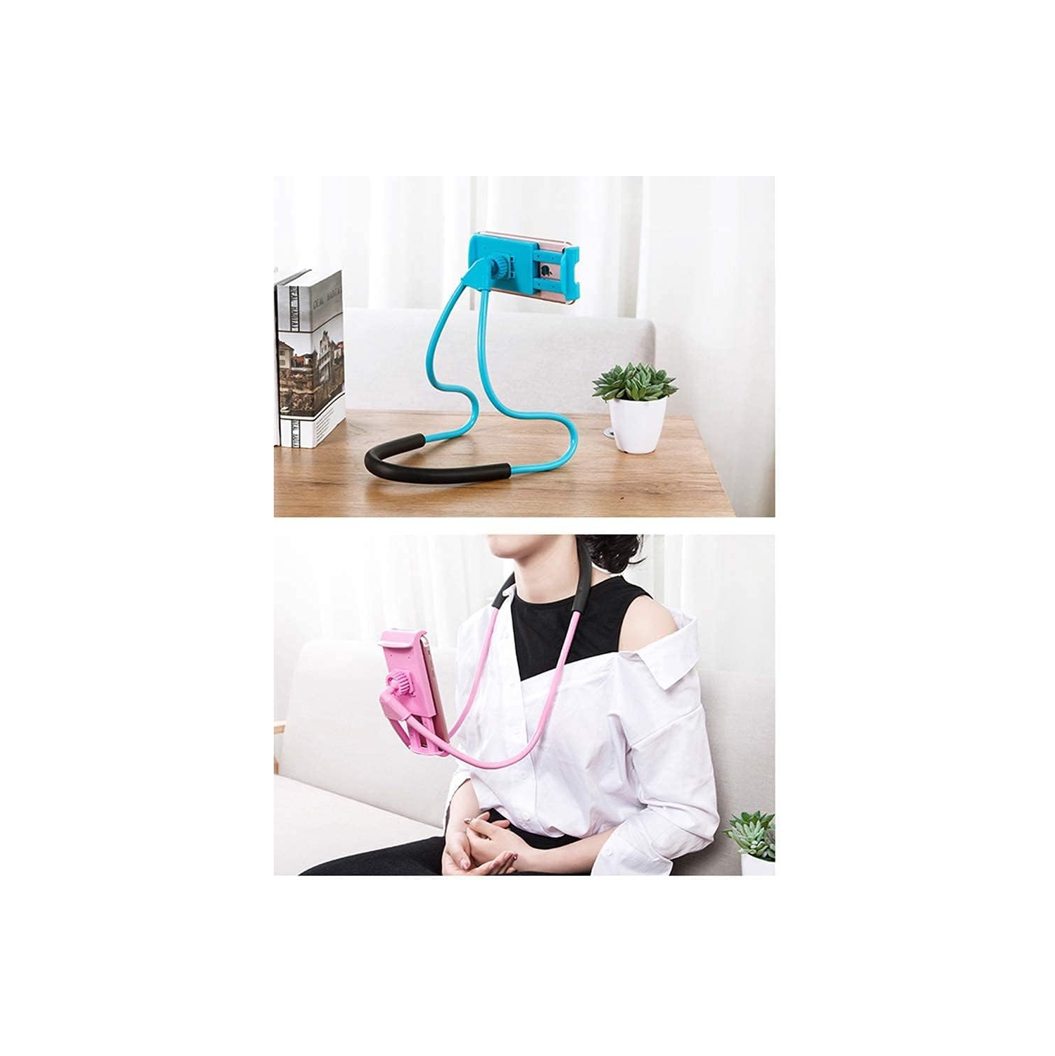 Support de téléphone mobile Leisure Desktop Tablette universelle Lazy Support de voiture portatif Lazy Suspendu sur le cou Support de cou rotatif