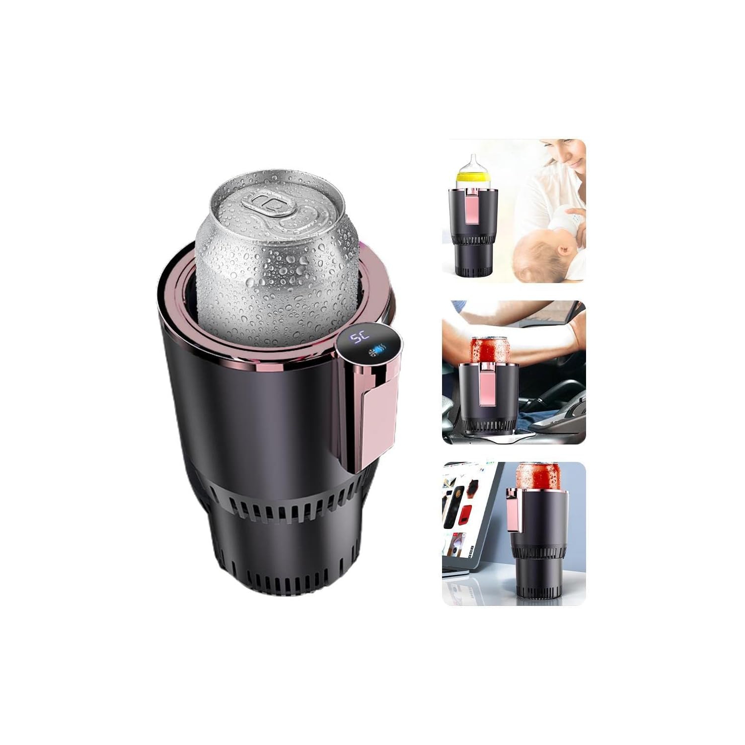 2 in 1 Car Cup Insulation Cooler Smart Car Cup Holder Car Cooling Heating Cup Holder Car Glass Cup Holder Practical Car Refrigerator Cooler