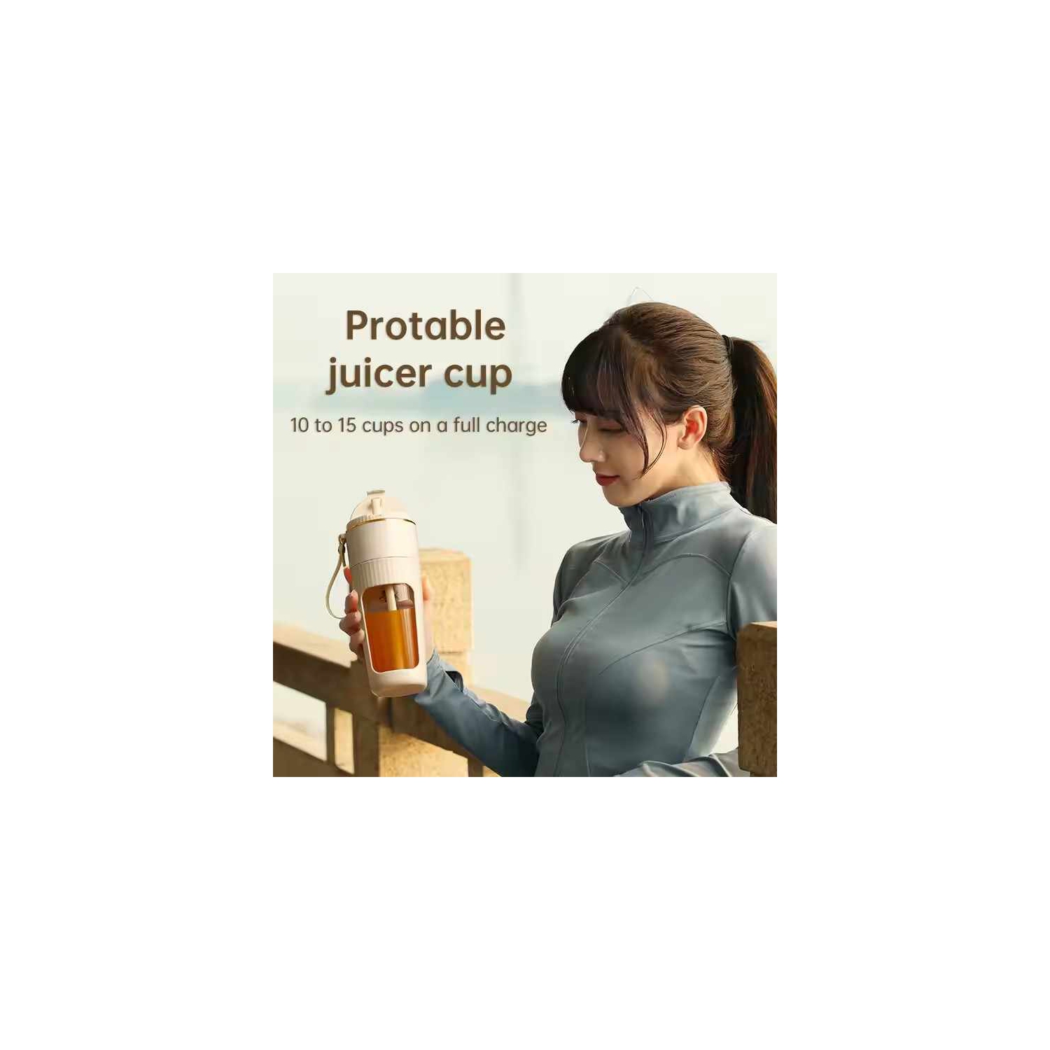 Juicer Home Rechargeable Multifunctional Electric Mini Portable 340ml Office Home Juicing Cup for Fresh Smoothies and Milkshakes White 10 Blades