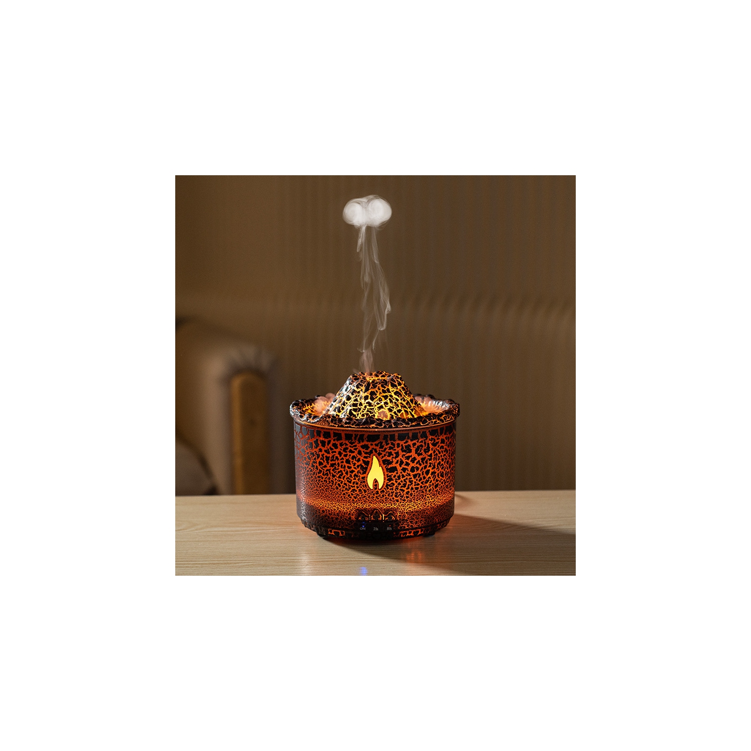 Flame Air Humidifier, Volcano Aromatherapy 360ml Ultrasonic Essential Oil Diffuser | 3D Dual Mode Silent Aromatherapy Humidifier | Cold Volcano Air