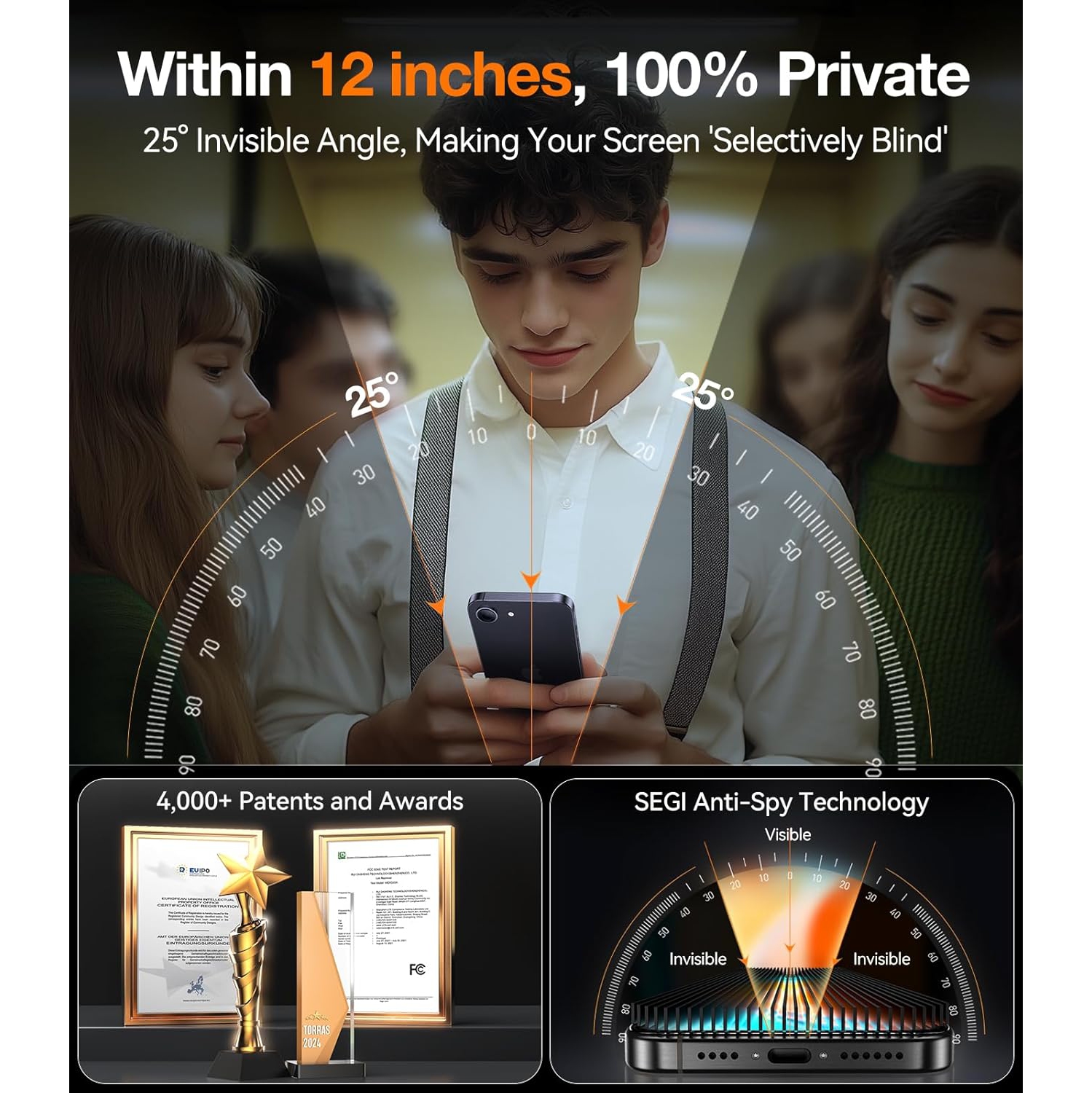 iPhone 16 ProMax Privacy Screen Protector Auto Alignment Kit Screen Protector Made of Top Quality Tempered Glass