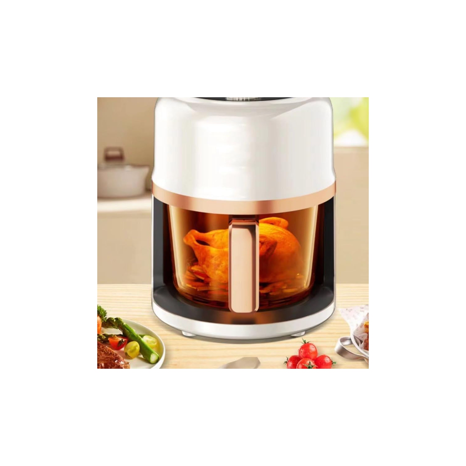 Flip-free air fryer household glass fully automatic multi-function large-capacity electric fryer air fryer household large-capacity intelligent
