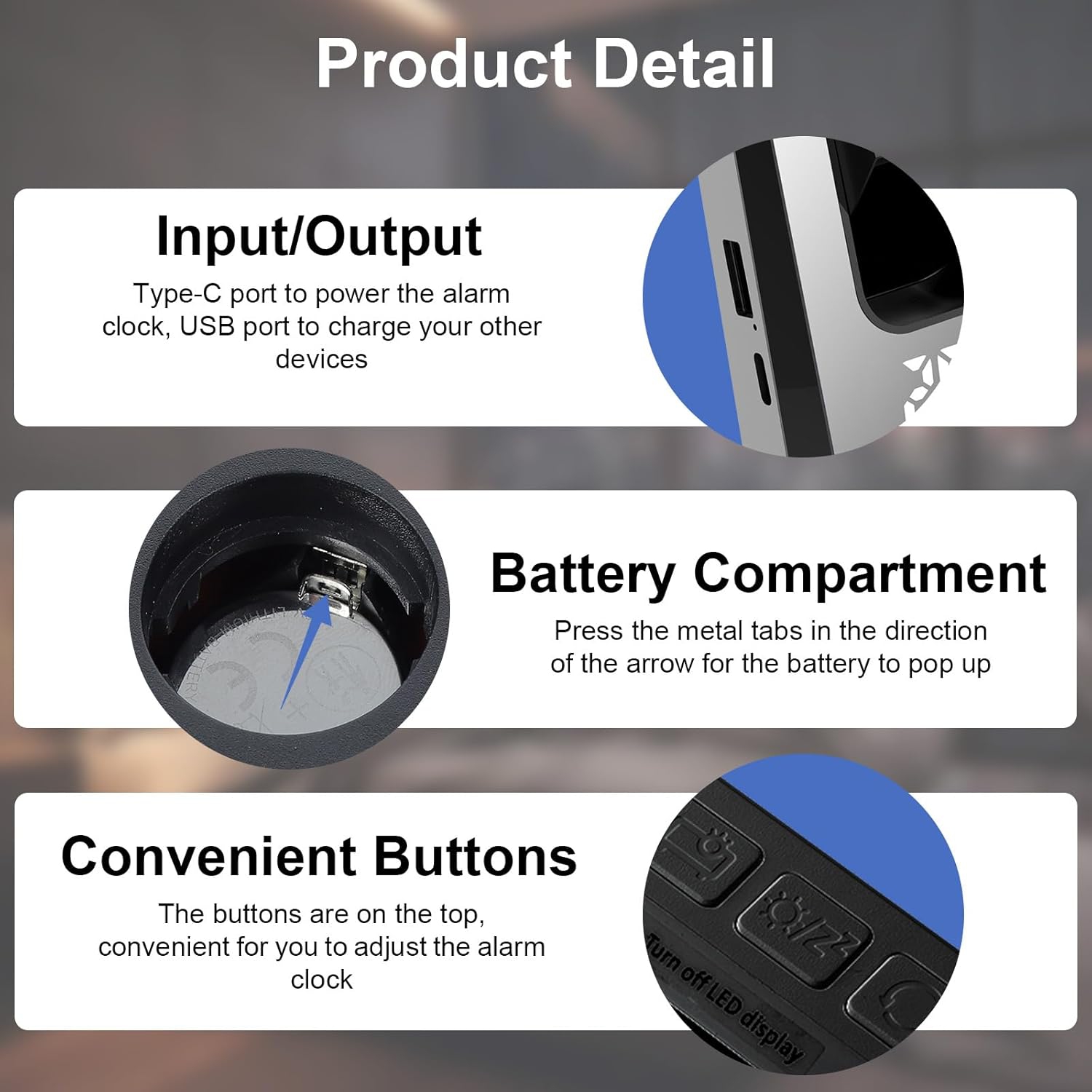 Projection Alarm Clock, Digital Clock with 180° Projector, 7 Inch Large LED Display Temperature and Humidity Display, Dual USB Ports Dual Alarm