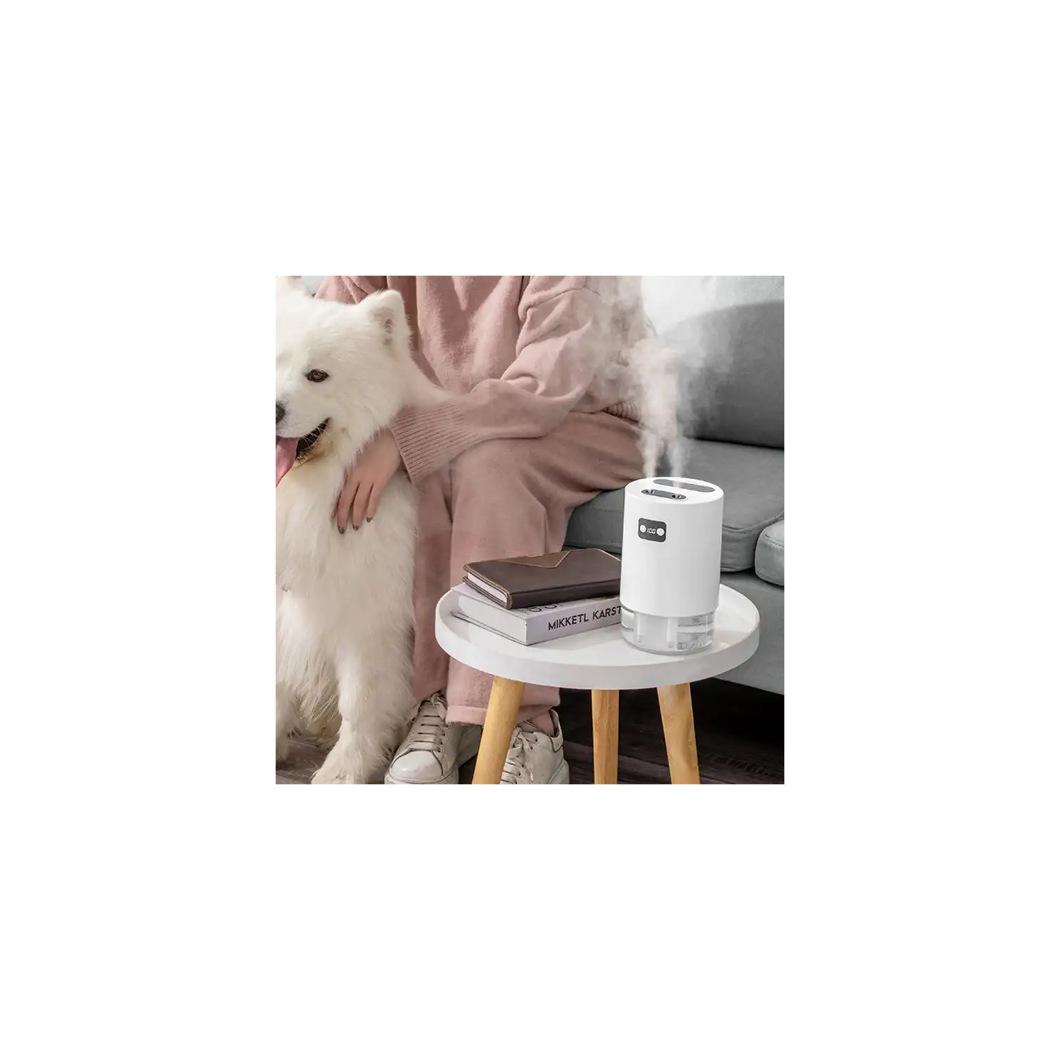 1L large water tank + double nozzles | Silent and energy-saving Suitable for home and office Lifting circulation humidifier Desktop spray fan Water