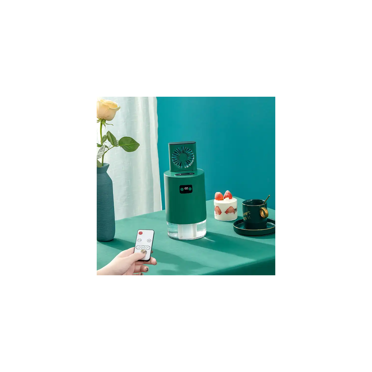 1L large water tank + double nozzles | Silent and energy-saving Suitable for home and office Lifting circulation humidifier Desktop spray fan Water