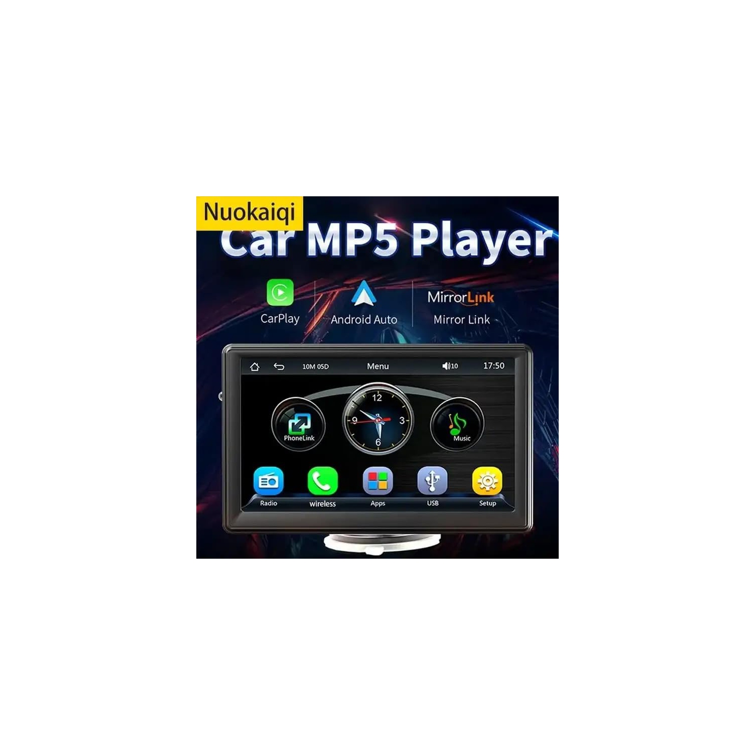 7 po CarPlay Portable Car Bluetooth MP5 HD Vue arrière PND Navigation voiture HD Portable à écran tactile Récepteur audio pour l'auto,