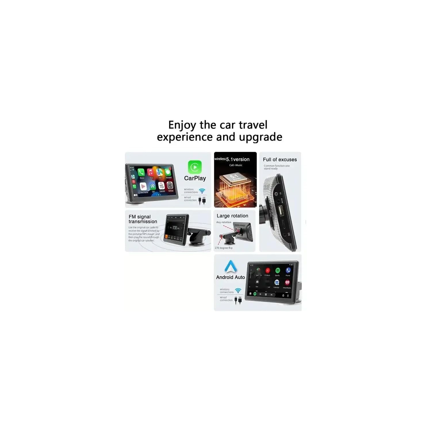 7 po CarPlay Portable Car Bluetooth MP5 HD Vue arrière PND Navigation voiture HD Portable à écran tactile Récepteur audio pour l'auto,