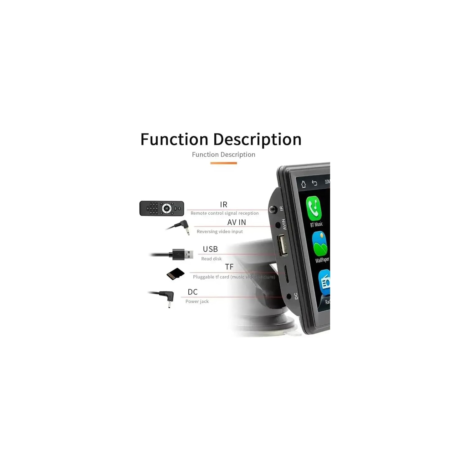 7 po CarPlay Portable Car Bluetooth MP5 HD Vue arrière PND Navigation voiture HD Portable à écran tactile Récepteur audio pour l'auto,