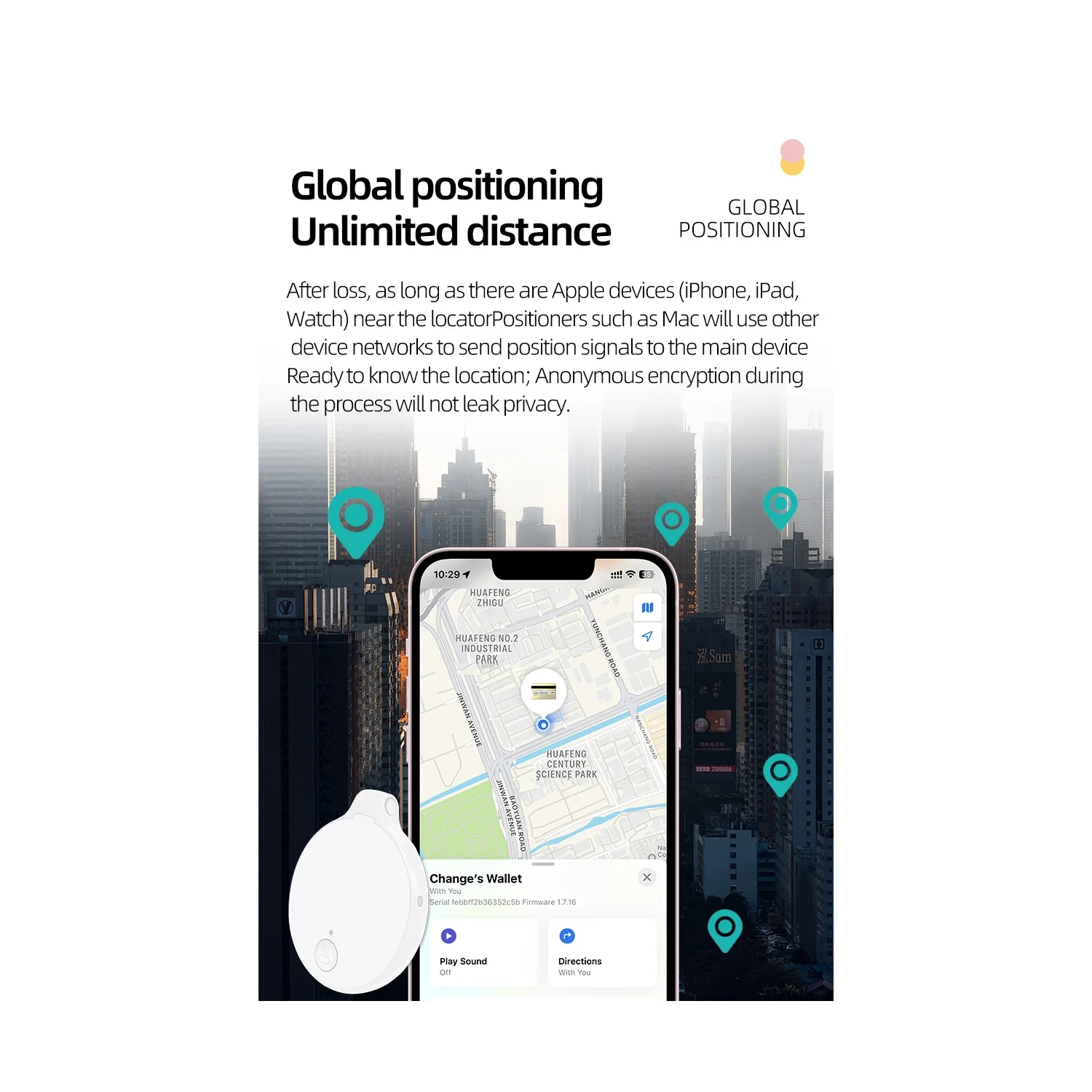 Global Positioning Device Round Anti-Lost Device Smart Alarm 5,2 Bluetooth Anti-Lost Device, ElPersonnes Pets Enfants Valeur Système de