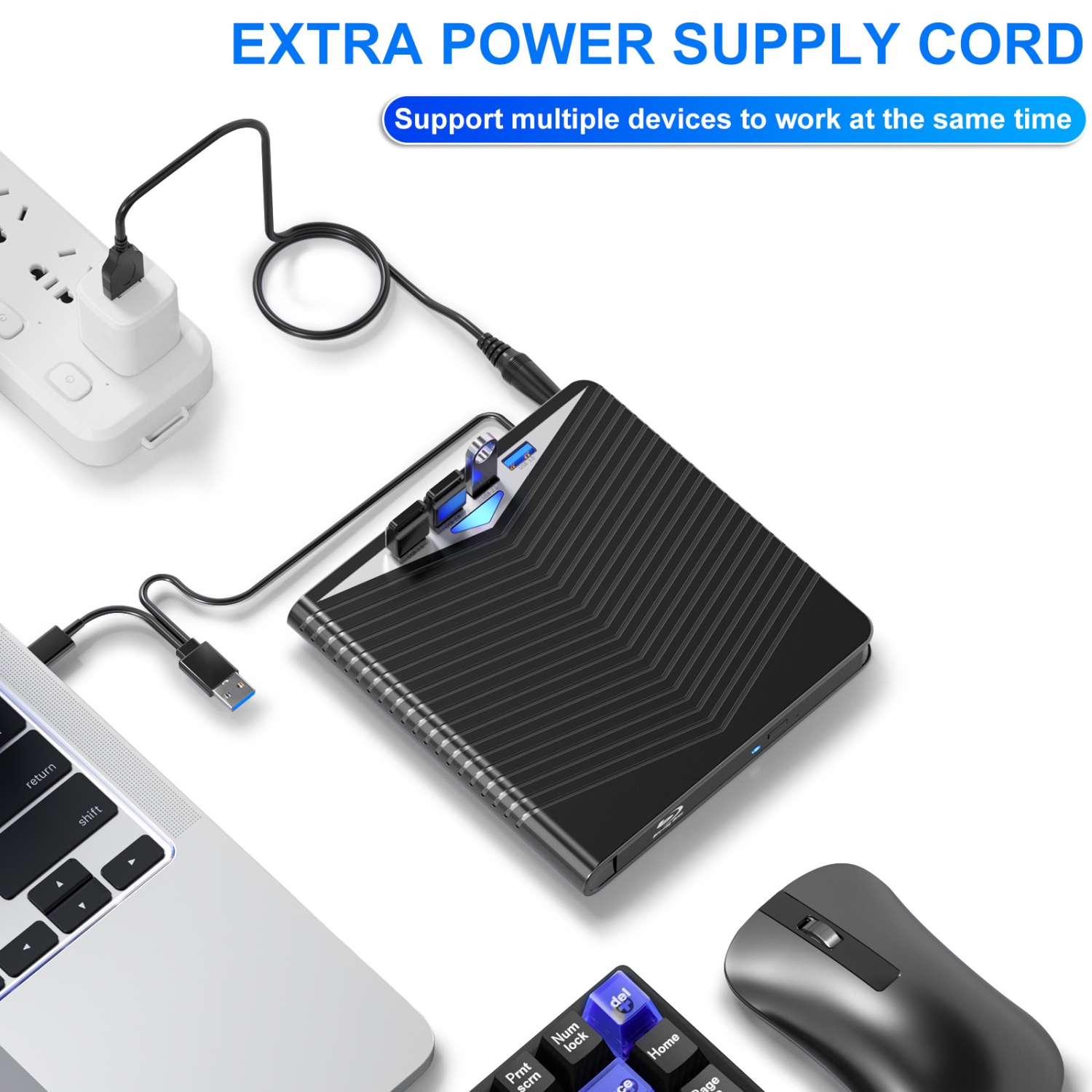 Graveur DVD externe 7-en-1 de type PC portatif; Carte SD; Lecteur optique mobile externe USB; [DVD/CD/VCD]; lisez et gravez tout-en-un