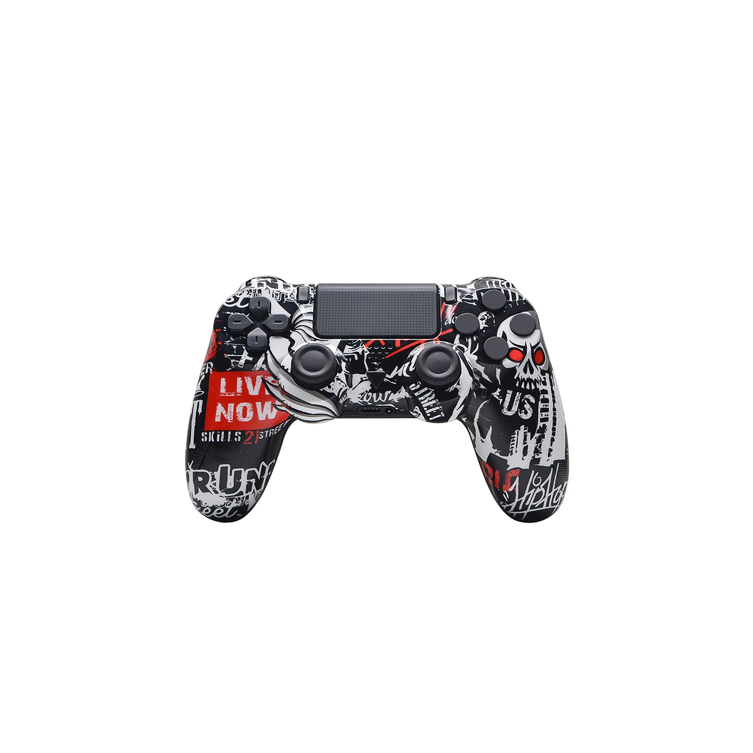 New P4 wireless game controller compatible with P4/pro/slim/PC touchpad water transfer printing - skull