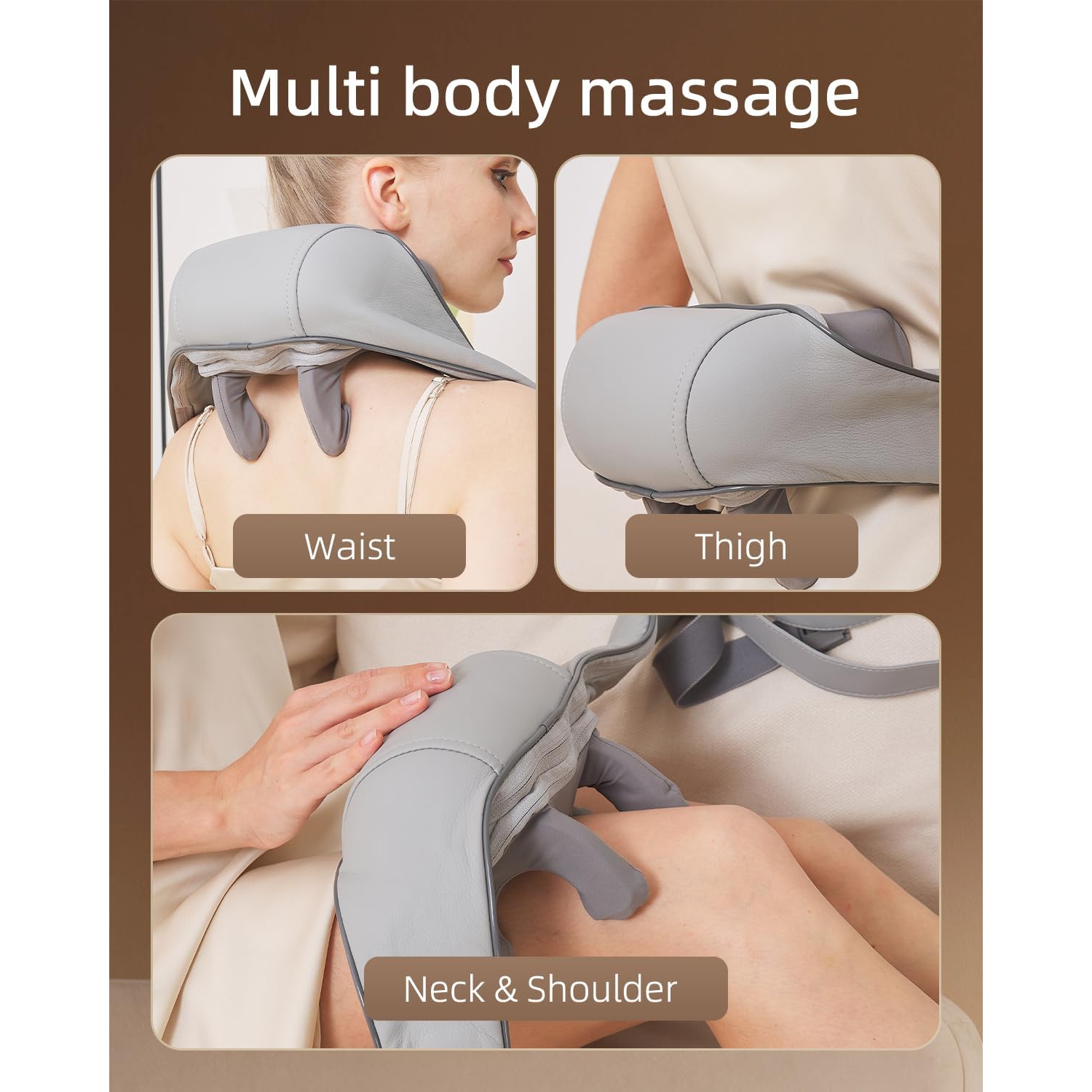 Trapezius Hot Compress Massager Shoulder and Neck Massage Electric Kneading Back Massage - Beige Gray Edge [Infrared Hot Compress + Three Modes +